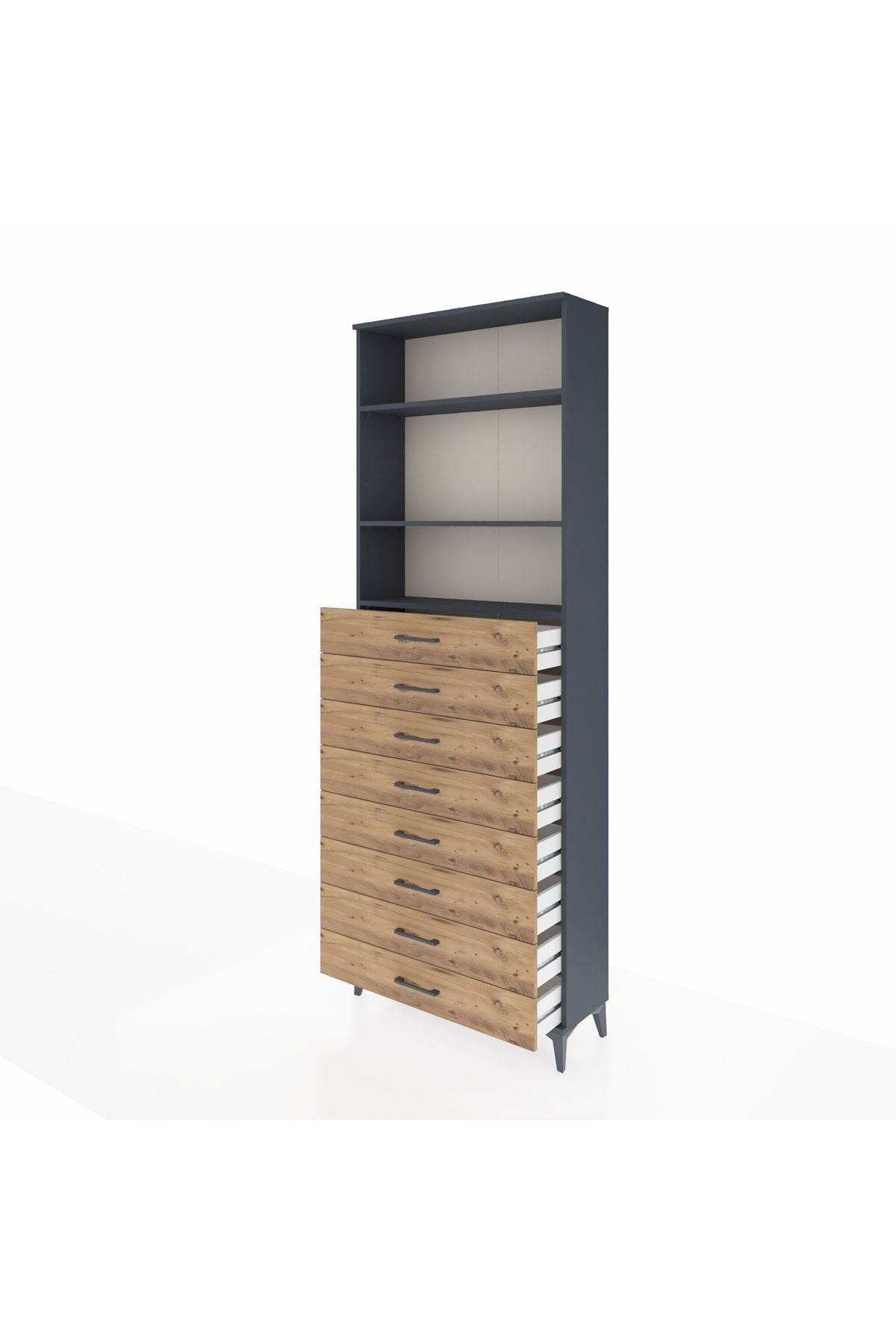 Arges Dolap 3 Raflı 8 Çekmeceli 88x30x243 - S33M210V6A