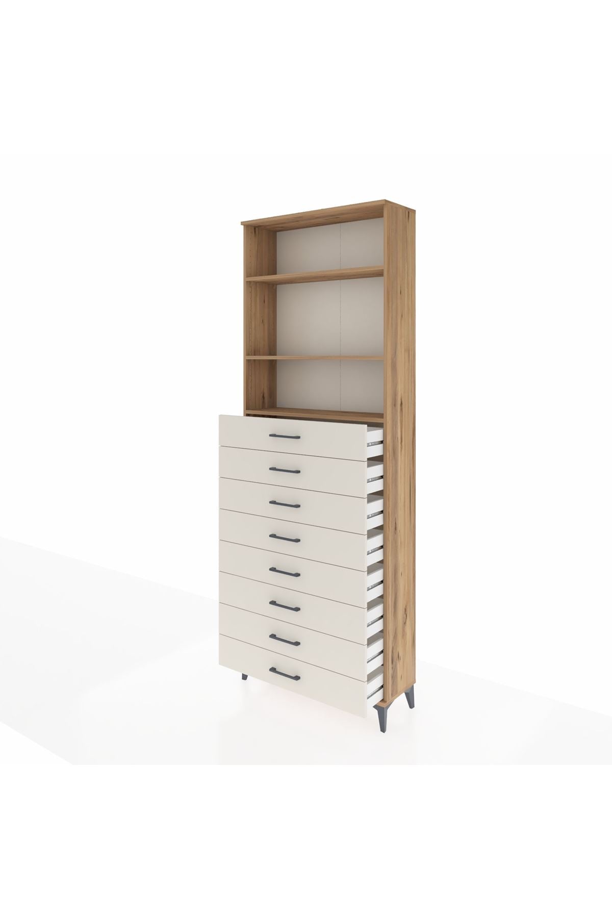 Arges Dolap 3 Raflı 8 Çekmeceli 88x30x243 - S33M210V7A