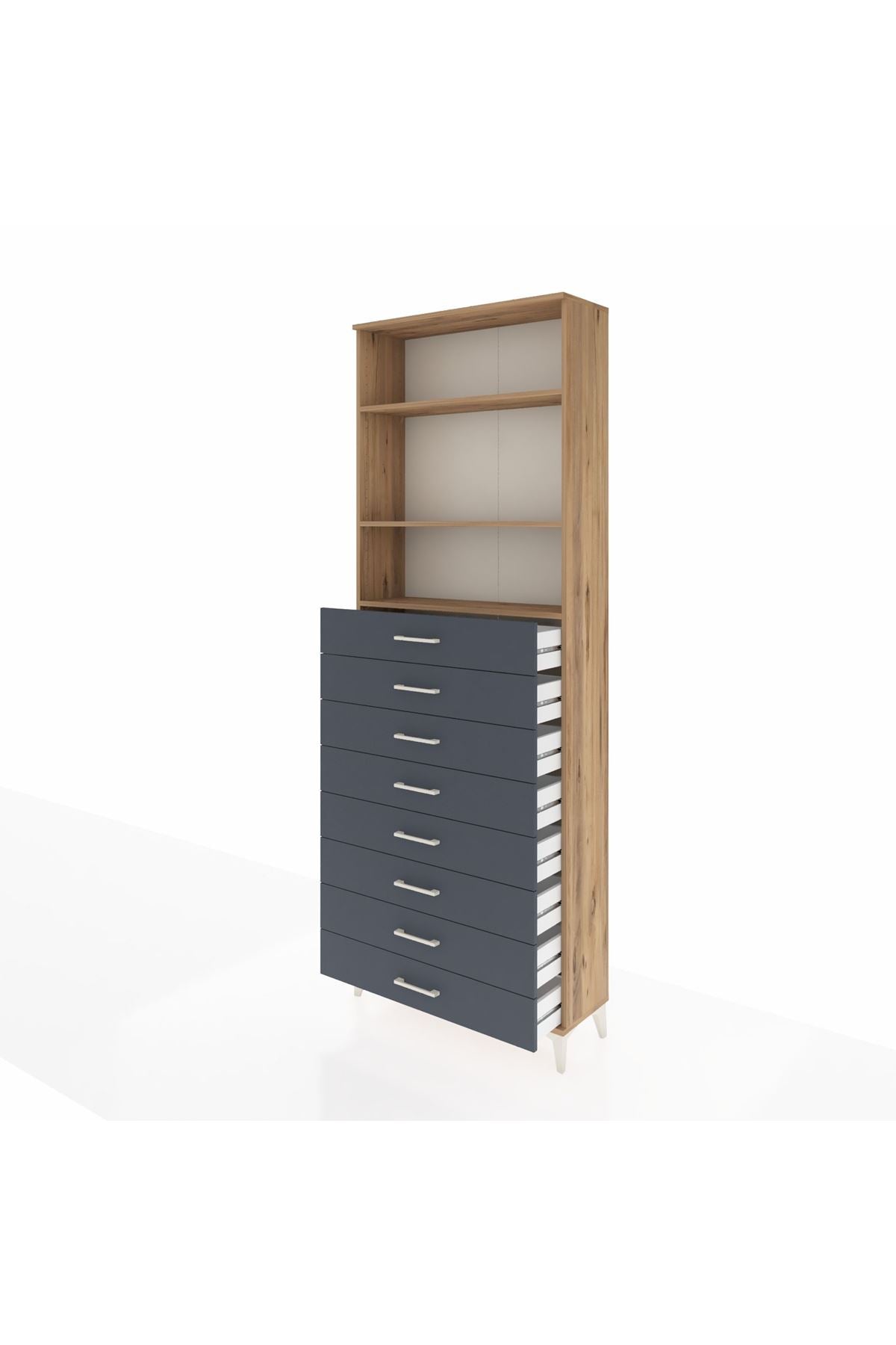 Arges Dolap 3 Raflı 8 Çekmeceli 88x30x243 - S33M210V8A