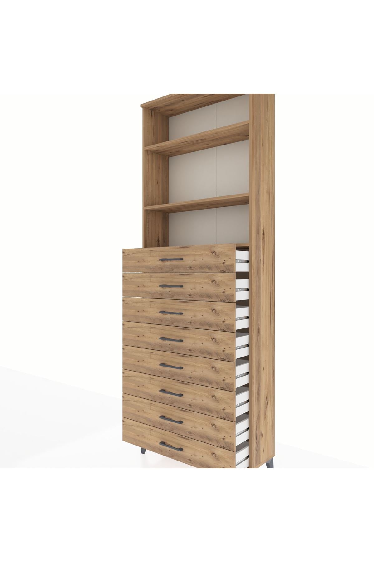 Arges Dolap 3 Raflı 8 Çekmeceli 88x30x243 - S33M210V9A