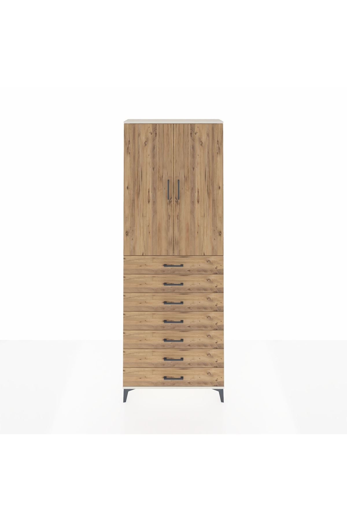 Arges Dolap 3 Raflı 7 Çekmeceli 2 Kapaklı 88x30x243 - S33M211V3A