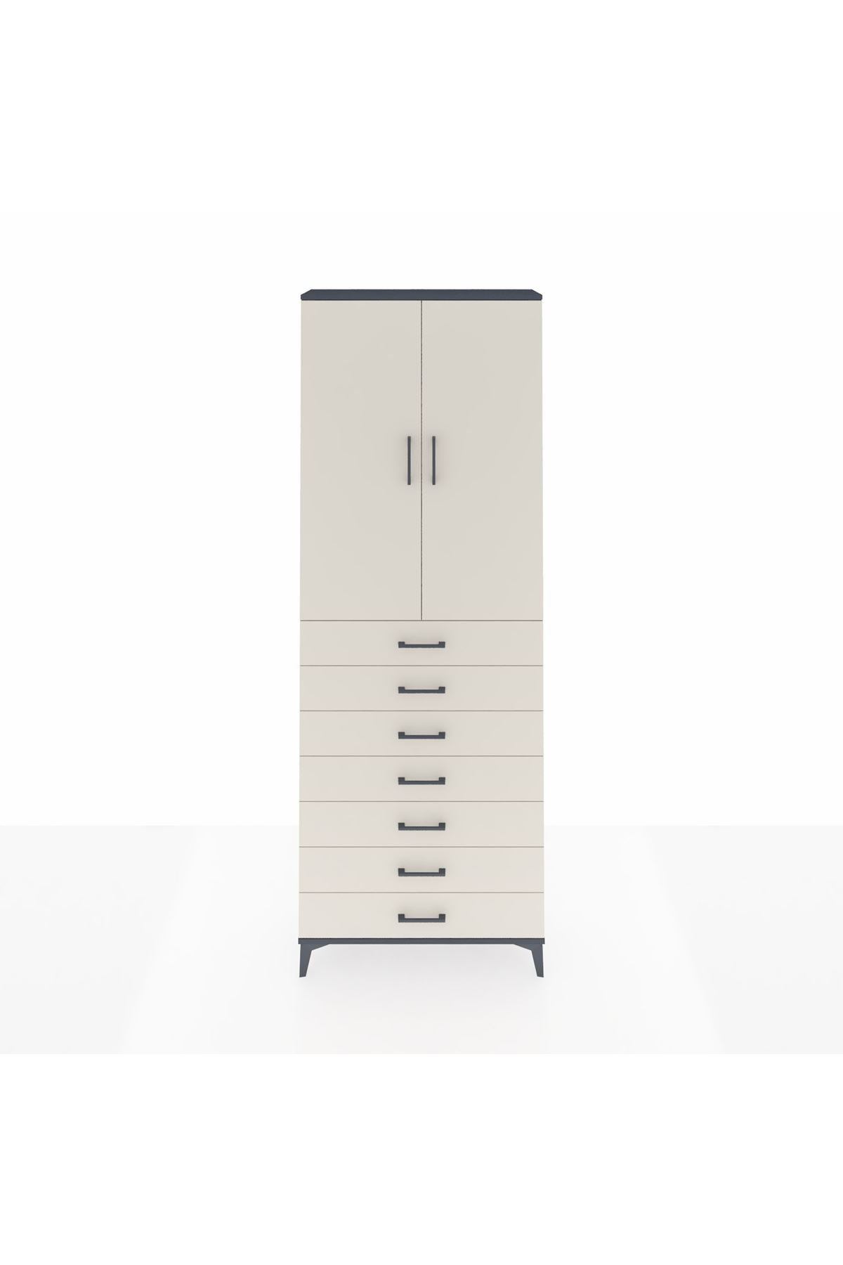 Arges Dolap 3 Raflı 7 Çekmeceli 2 Kapaklı 88x30x243 - S33M211V4A
