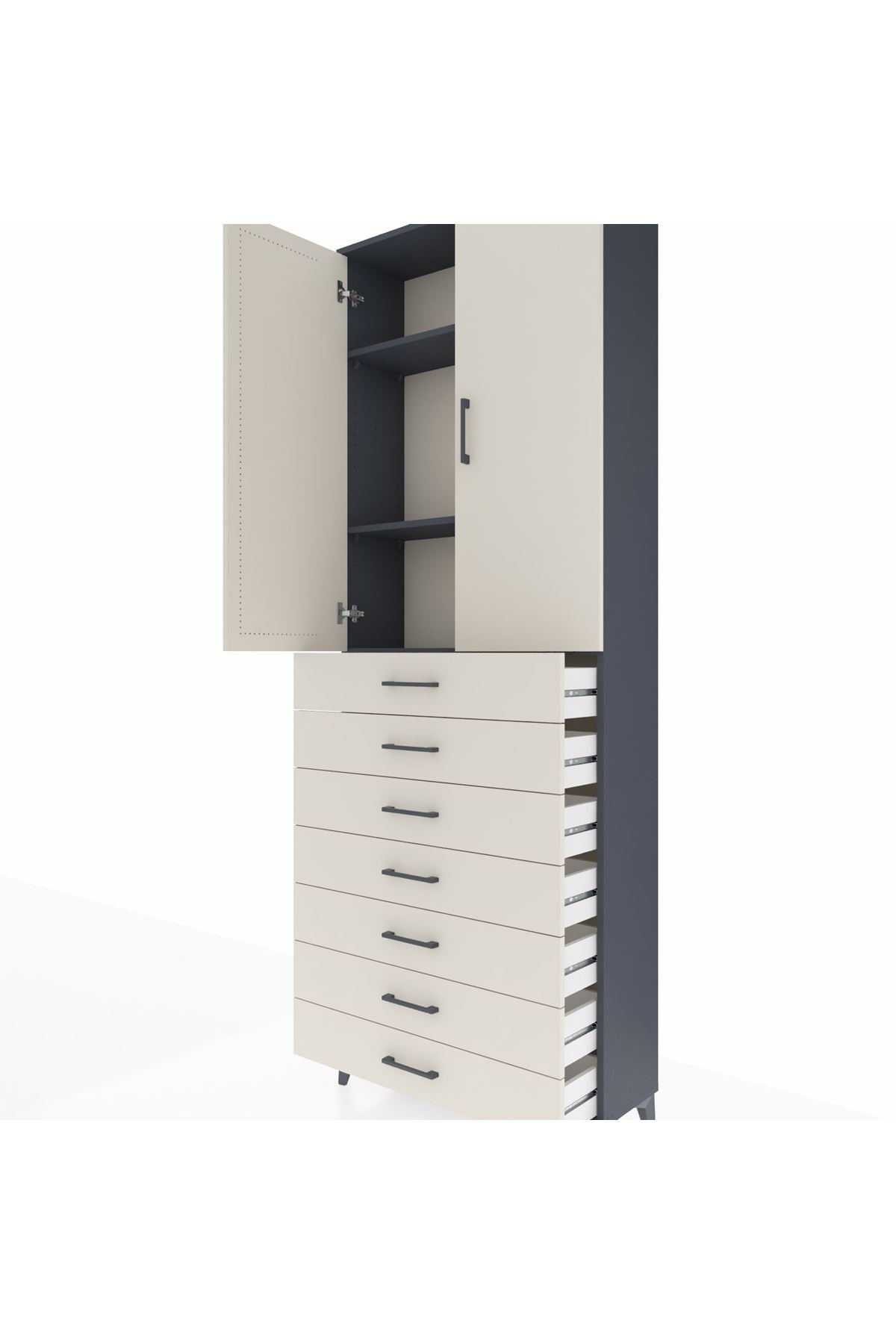 Arges Dolap 3 Raflı 7 Çekmeceli 2 Kapaklı 88x30x243 - S33M211V4A