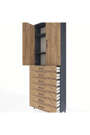 Arges Dolap 3 Raflı 7 Çekmeceli 2 Kapaklı 88x30x243 - S33M211V6A