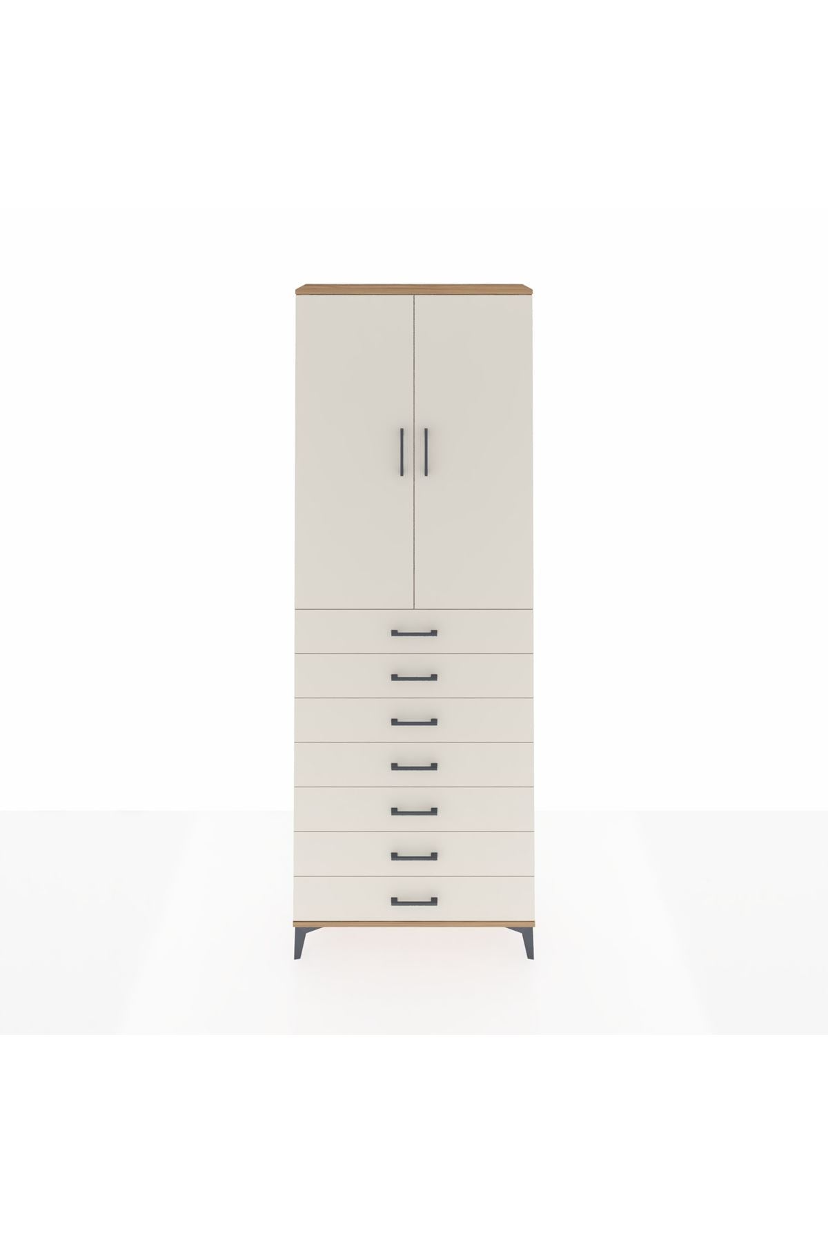 Arges Dolap 3 Raflı 7 Çekmeceli 2 Kapaklı 88x30x243 - S33M211V7A