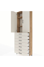 Arges Dolap 3 Raflı 7 Çekmeceli 2 Kapaklı 88x30x243 - S33M211V7A