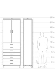 Arges Dolap 3 Raflı 7 Çekmeceli 2 Kapaklı 88x30x243 - S33M211V7A