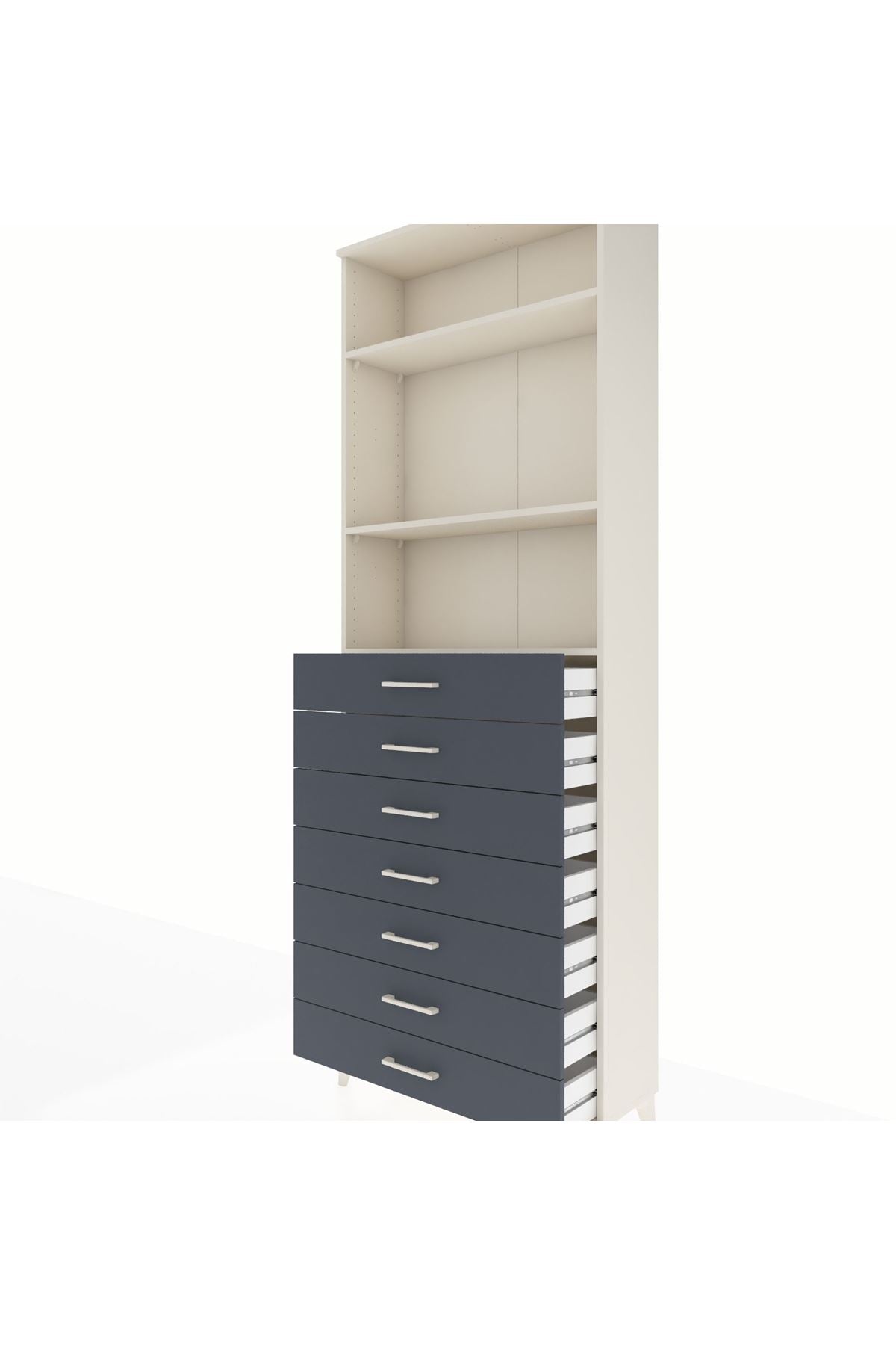 Arges Dolap 3 Raflı 7 Çekmeceli 88x30x243 - S33M212V2A