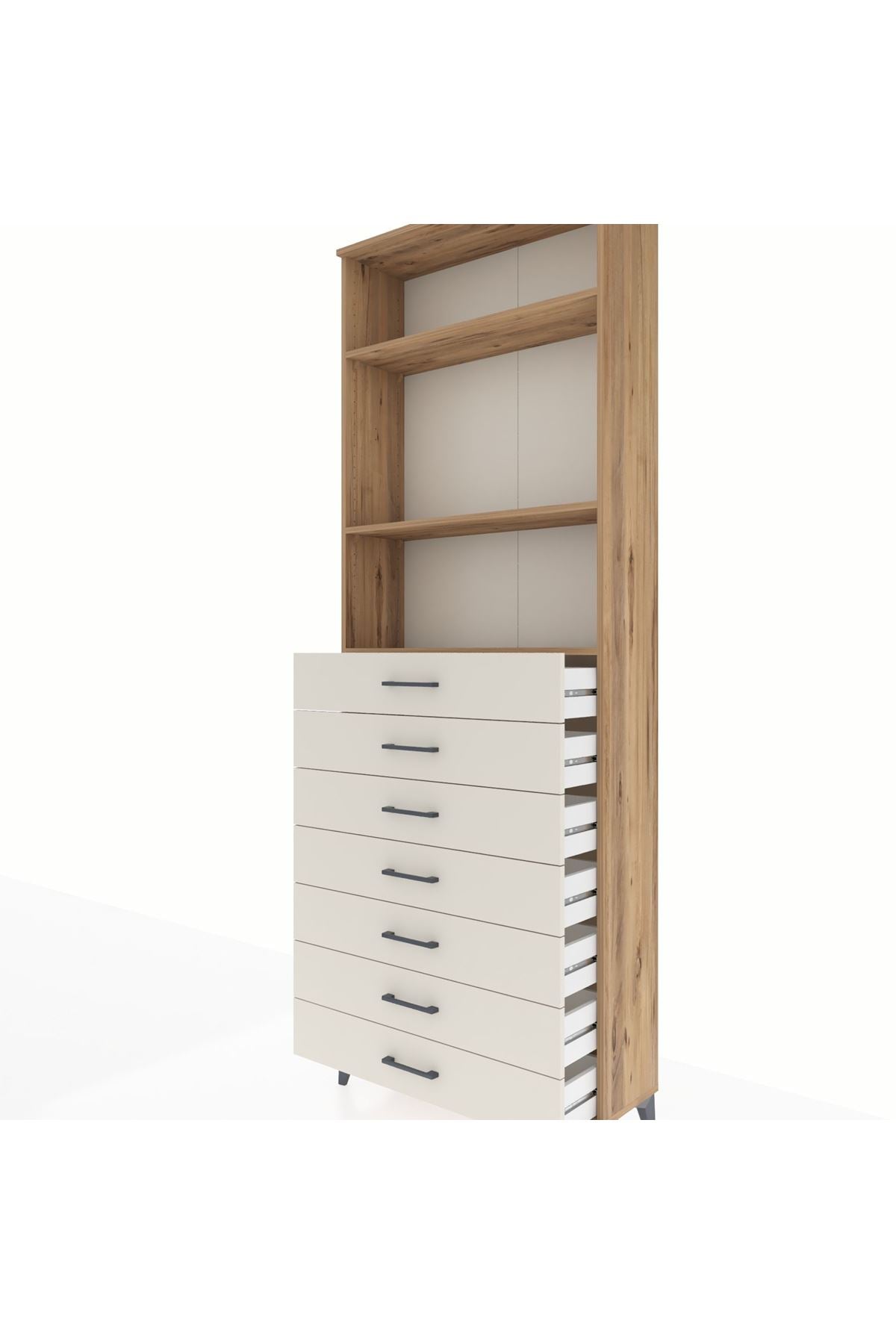 Arges Dolap 3 Raflı 7 Çekmeceli 88x30x243 - S33M212V7A