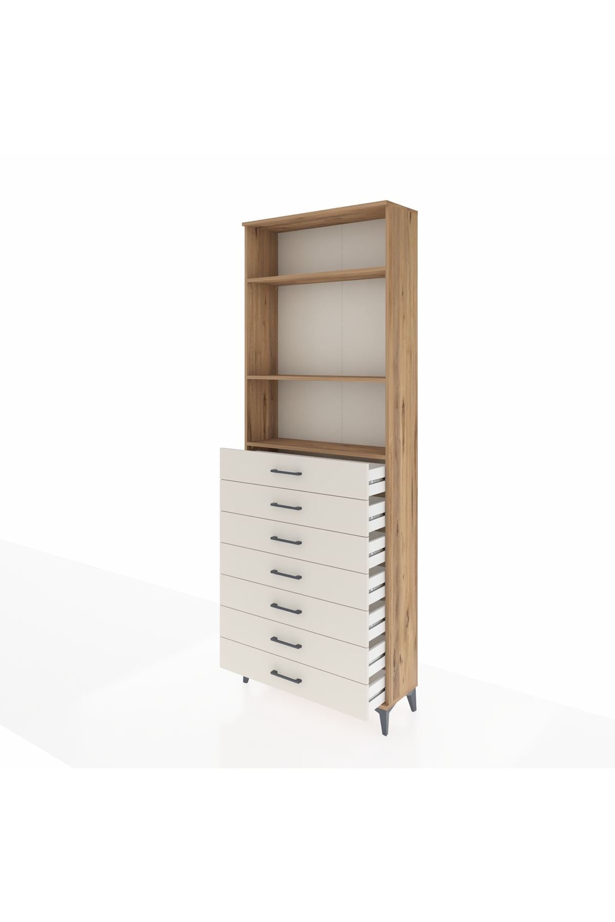 Arges Dolap 3 Raflı 7 Çekmeceli 88x30x243 - S33M212V7A