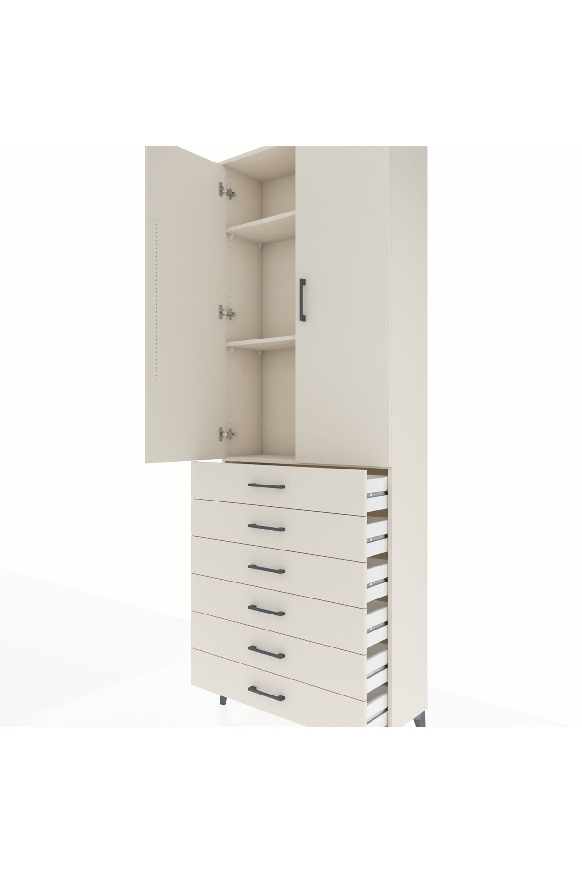 Arges Dolap 3 Raflı 6 Çekmeceli 2 Kapaklı 88x30x243 - S33M213V1A