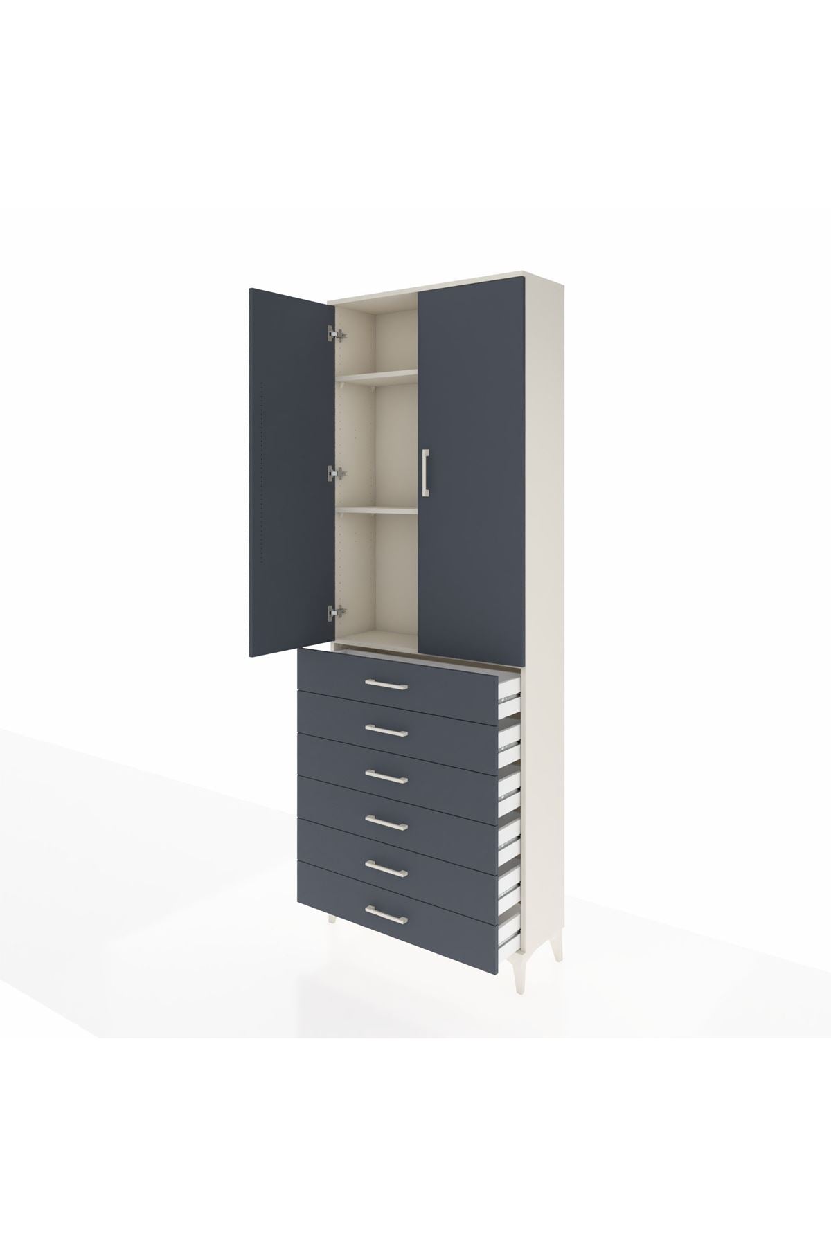 Arges Dolap 3 Raflı 6 Çekmeceli 2 Kapaklı 88x30x243 - S33M213V2A