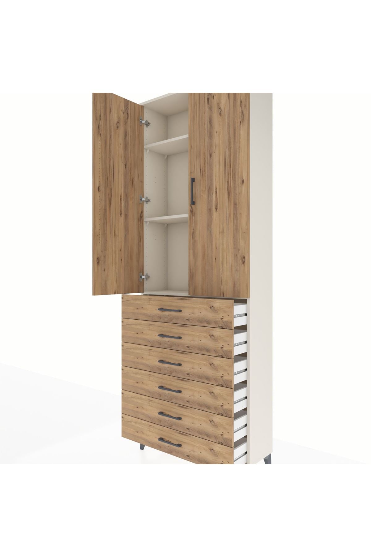 Arges Dolap 3 Raflı 6 Çekmeceli 2 Kapaklı 88x30x243 - S33M213V3A