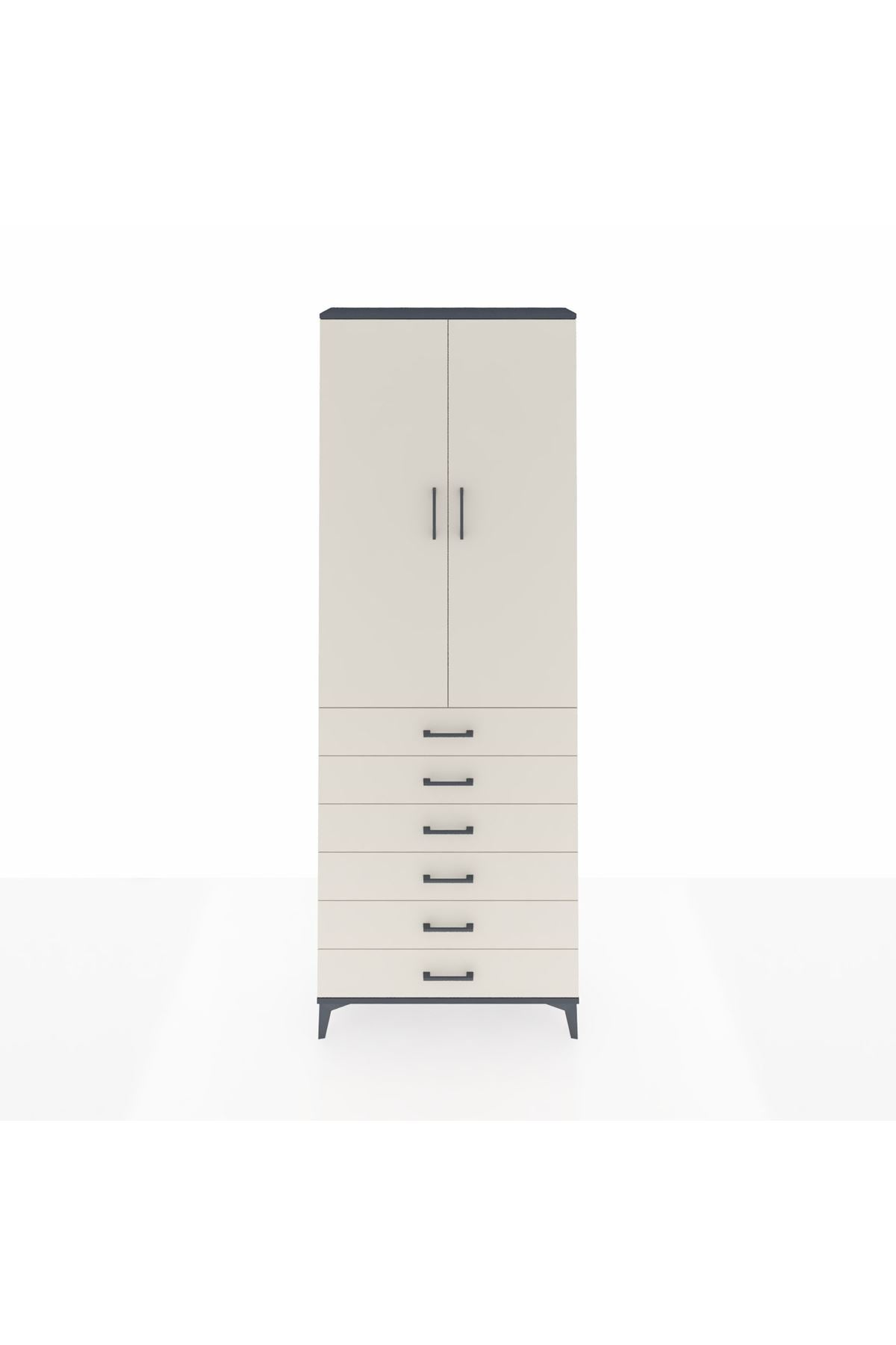 Arges Dolap 3 Raflı 6 Çekmeceli 2 Kapaklı 88x30x243 - S33M213V4A
