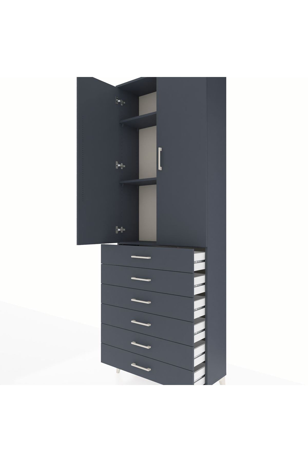 Arges Dolap 3 Raflı 6 Çekmeceli 2 Kapaklı 88x30x243 - S33M213V5A