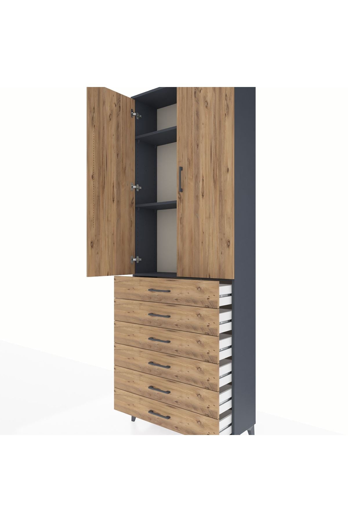 Arges Dolap 3 Raflı 6 Çekmeceli 2 Kapaklı 88x30x243 - S33M213V6A