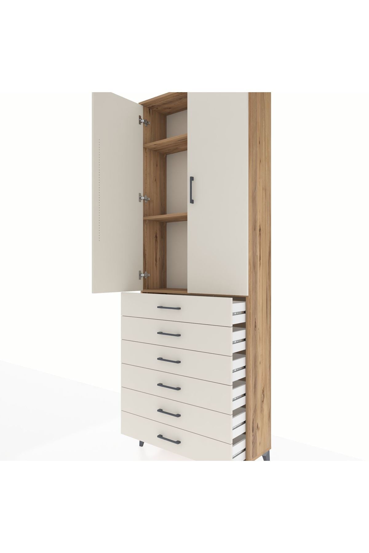 Arges Dolap 3 Raflı 6 Çekmeceli 2 Kapaklı 88x30x243 - S33M213V7A