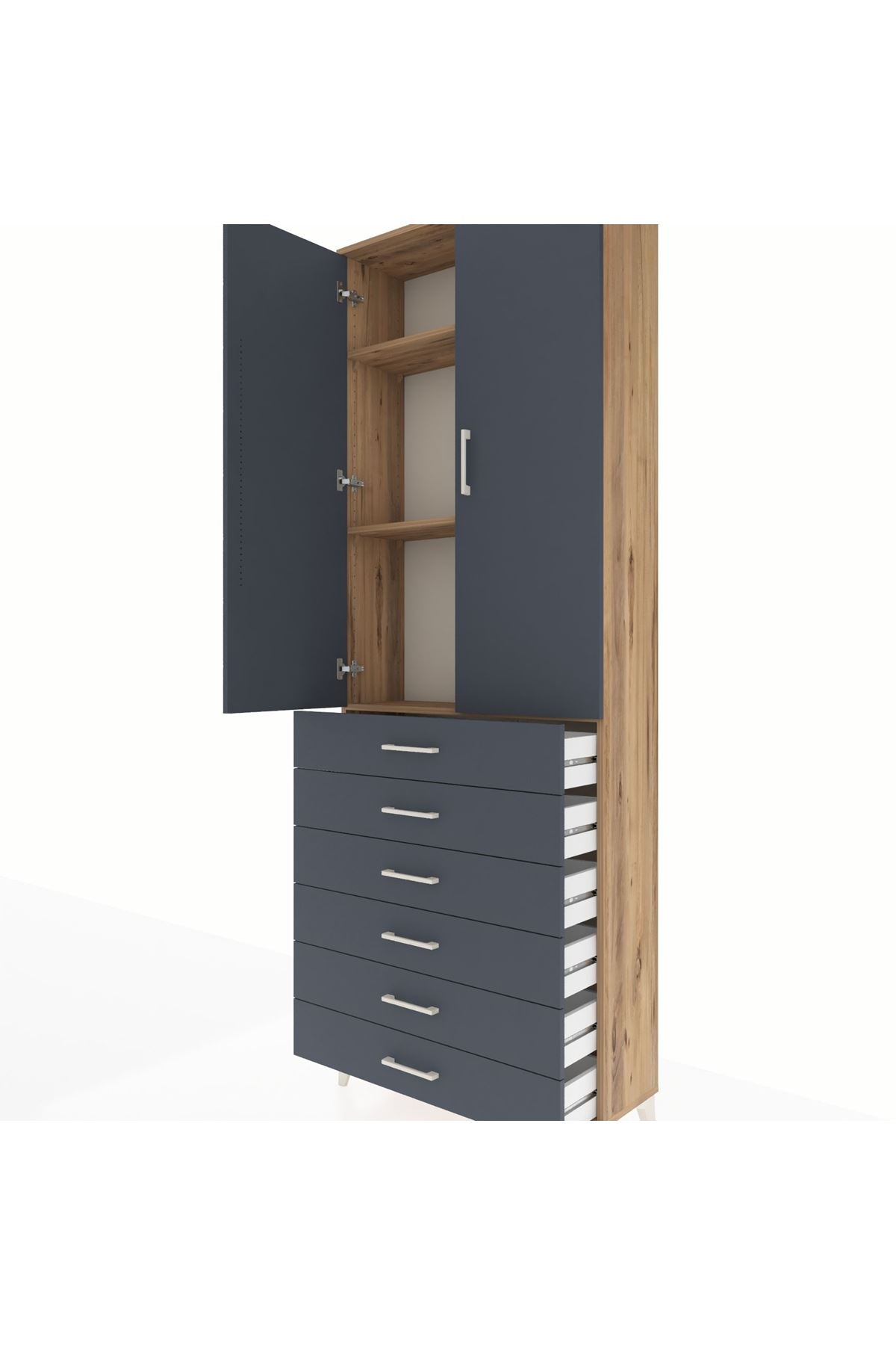 Arges Dolap 3 Raflı 6 Çekmeceli 2 Kapaklı 88x30x243 - S33M213V8A