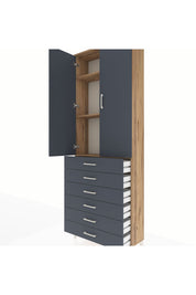 Arges Dolap 3 Raflı 6 Çekmeceli 2 Kapaklı 88x30x243 - S33M213V8A