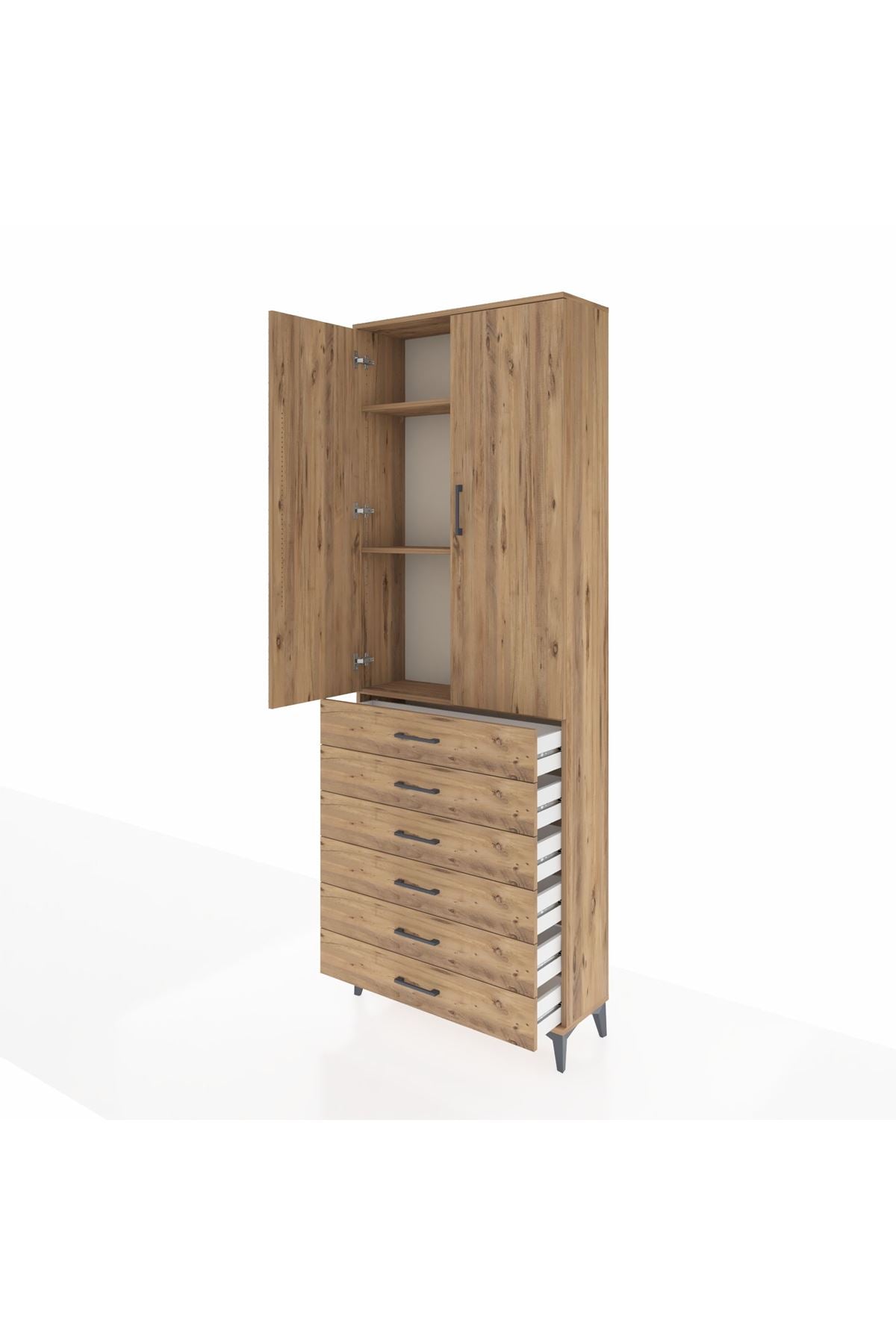Arges Dolap 3 Raflı 6 Çekmeceli 2 Kapaklı 88x30x243 - S33M213V9A