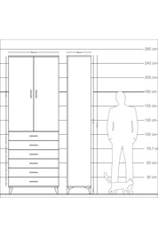 Arges Dolap 3 Raflı 6 Çekmeceli 2 Kapaklı 88x30x243 - S33M213V9A