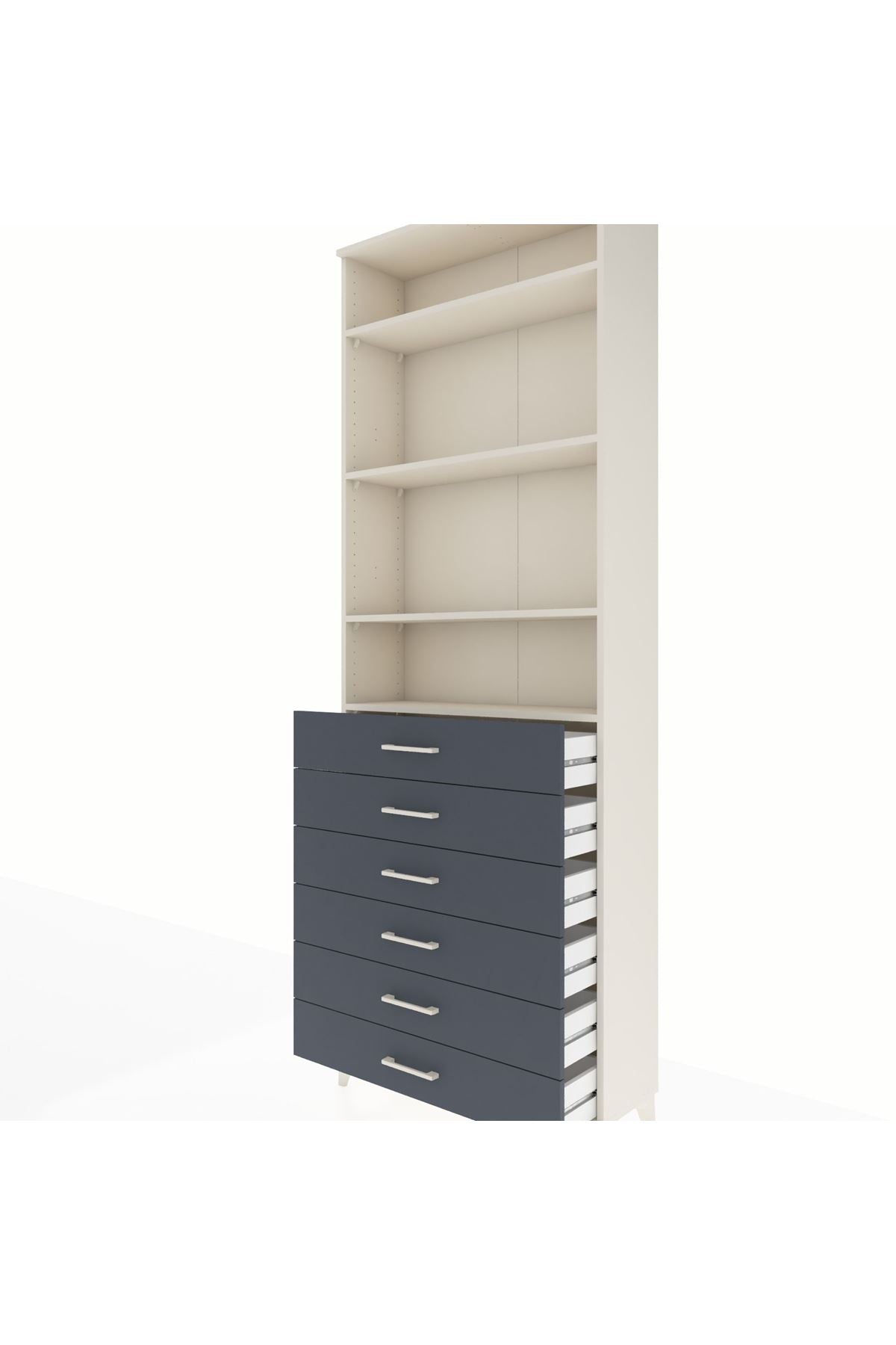 Arges Dolap 4 Raflı 6 Çekmeceli 88x30x243 - S33M214V2A