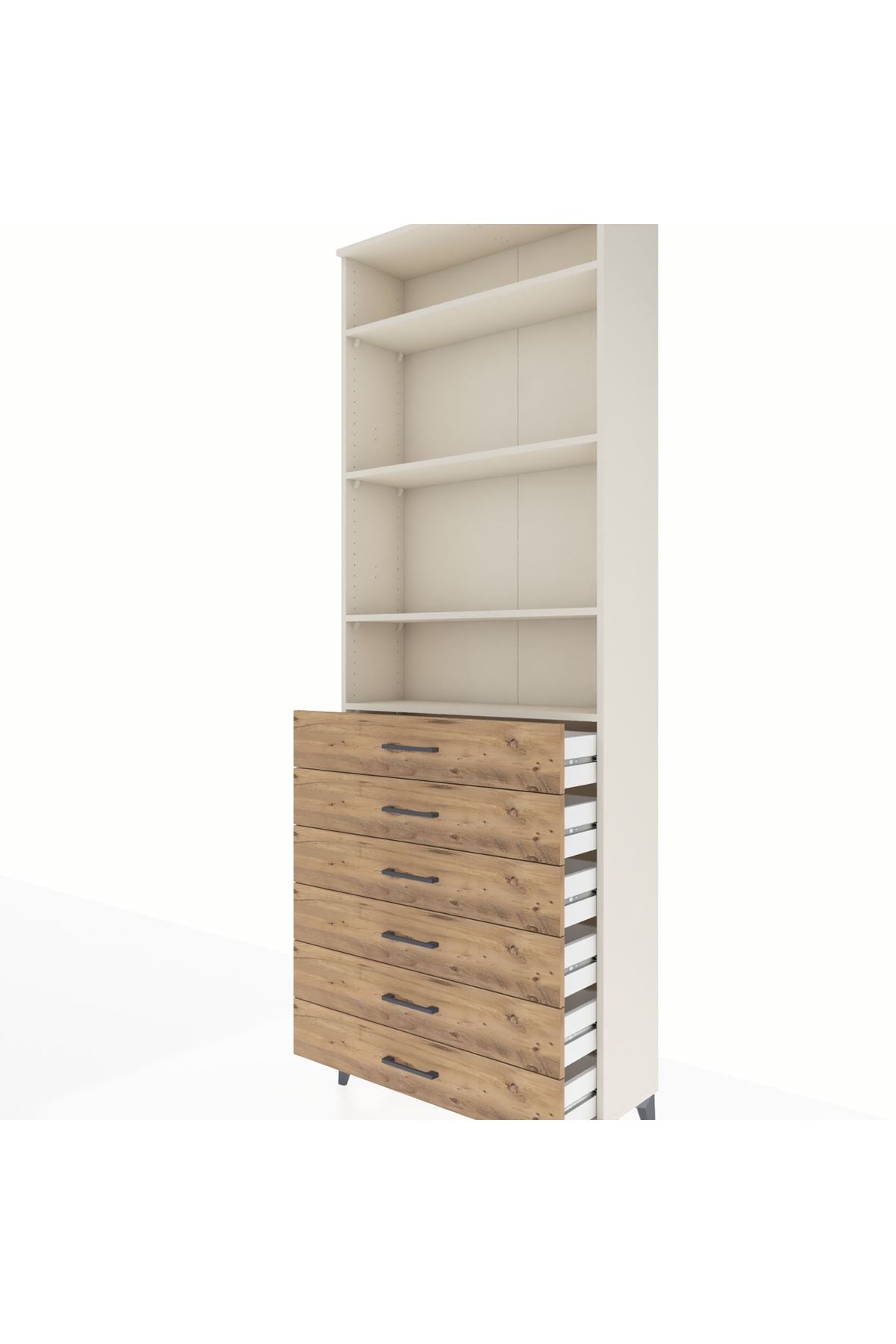 Arges Dolap 4 Raflı 6 Çekmeceli 88x30x243 - S33M214V3A