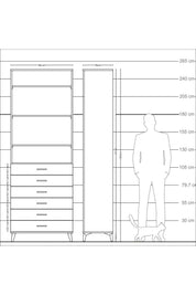 Arges Dolap 4 Raflı 6 Çekmeceli 88x30x243 - S33M214V3A