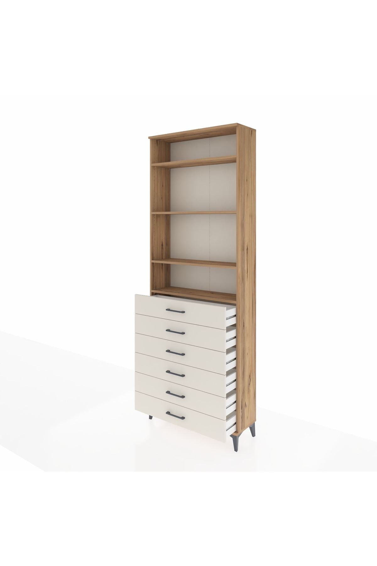 Arges Dolap 4 Raflı 6 Çekmeceli 88x30x243 - S33M214V7A