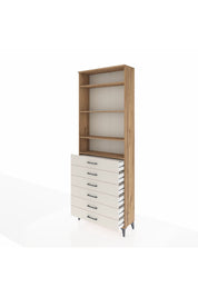 Arges Dolap 4 Raflı 6 Çekmeceli 88x30x243 - S33M214V7A