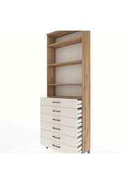 Arges Dolap 4 Raflı 6 Çekmeceli 88x30x243 - S33M214V7A