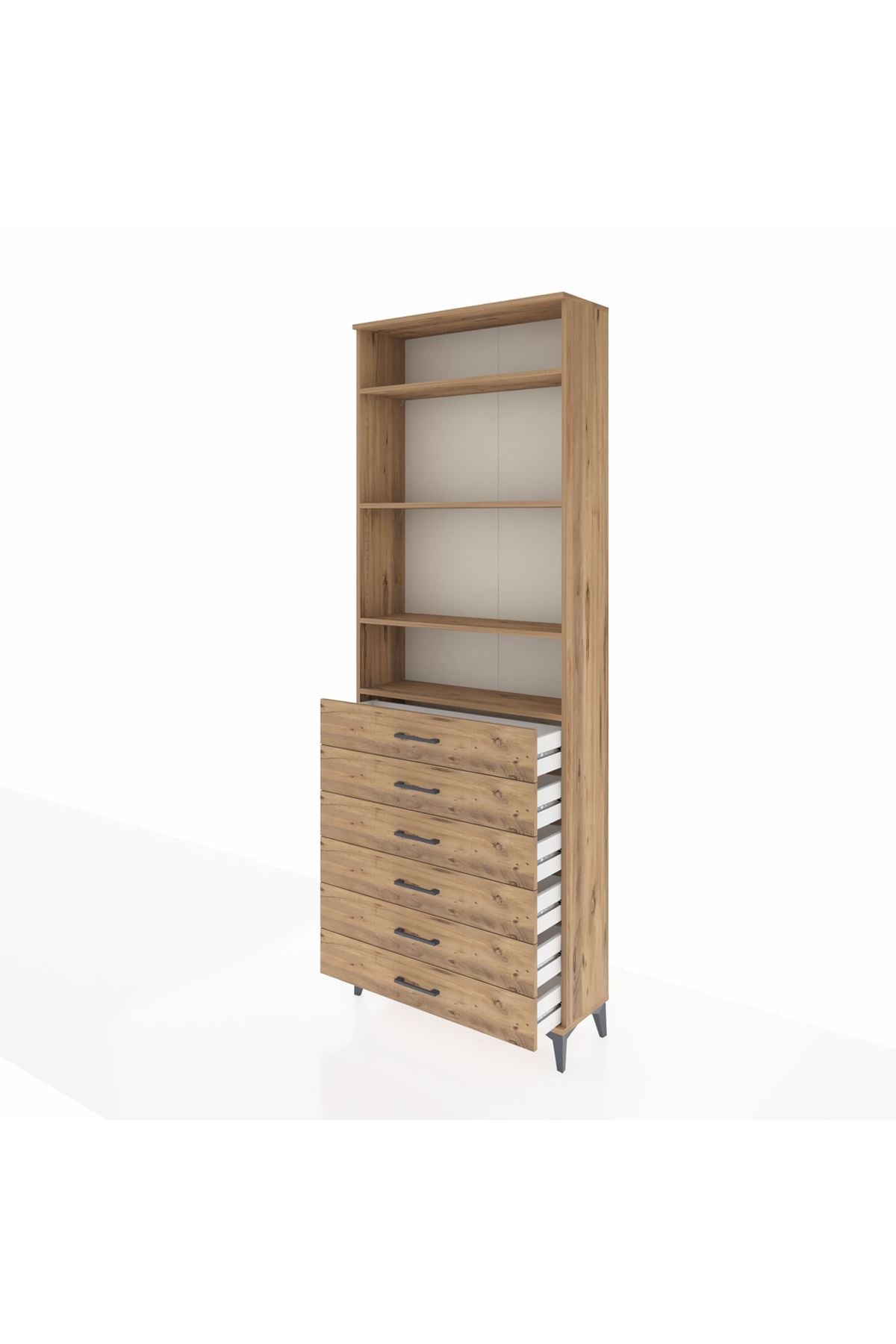 Arges Dolap 4 Raflı 6 Çekmeceli 88x30x243 - S33M214V9A