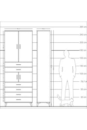 Arges Dolap 4 Raflı 6 Çekmeceli 4 Kapaklı 88x30x243 - S33M215V1A