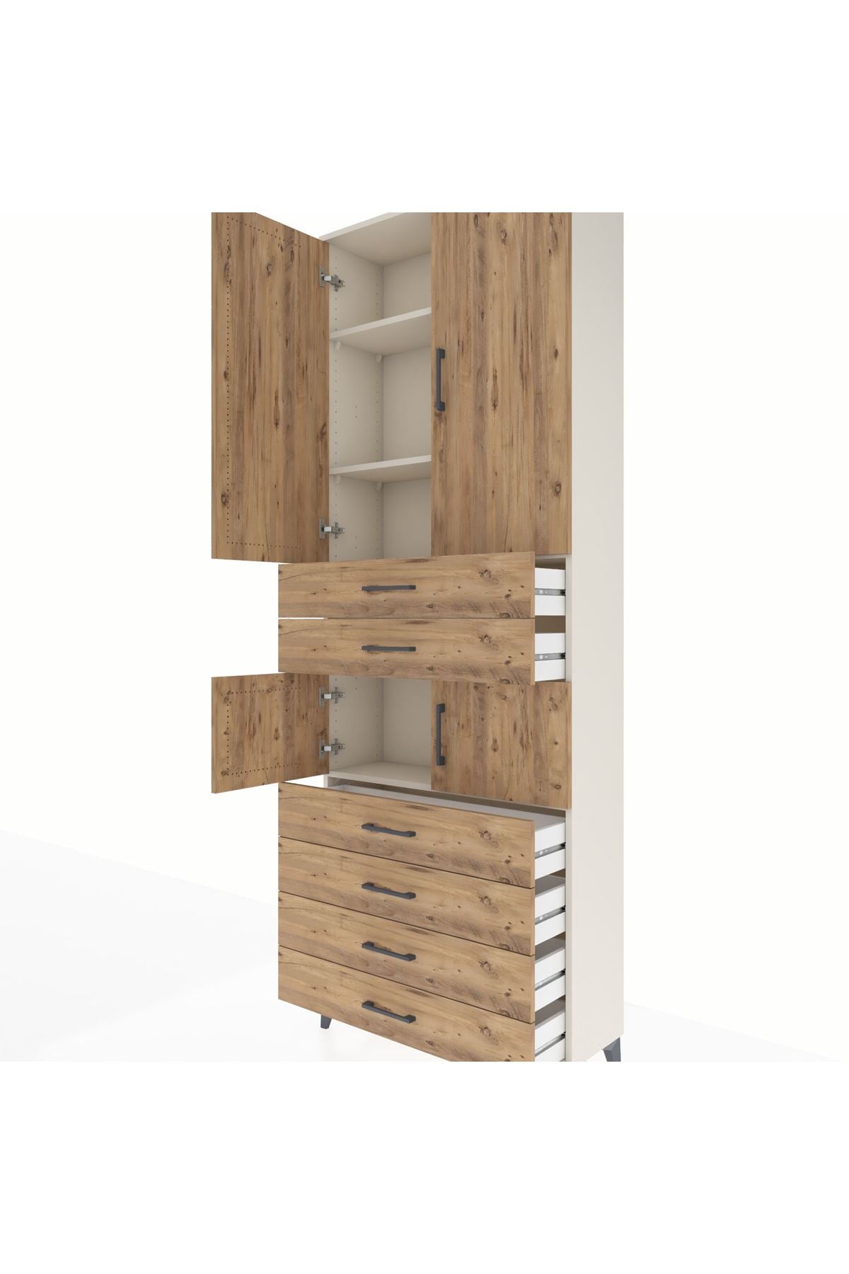 Arges Dolap 4 Raflı 6 Çekmeceli 4 Kapaklı 88x30x243 - S33M215V3A