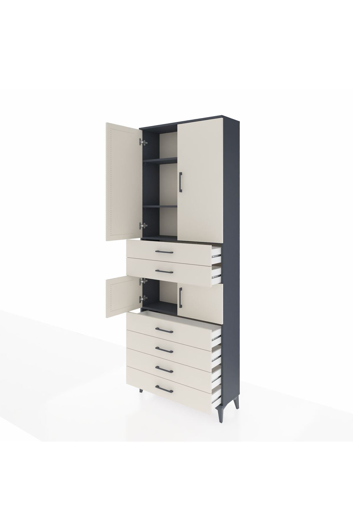 Arges Dolap 4 Raflı 6 Çekmeceli 4 Kapaklı 88x30x243 - S33M215V4A