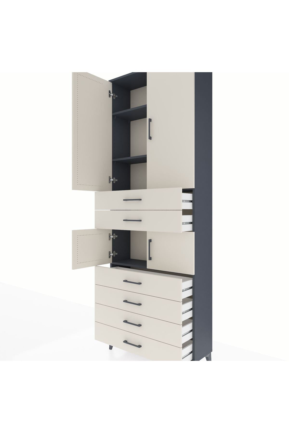 Arges Dolap 4 Raflı 6 Çekmeceli 4 Kapaklı 88x30x243 - S33M215V4A
