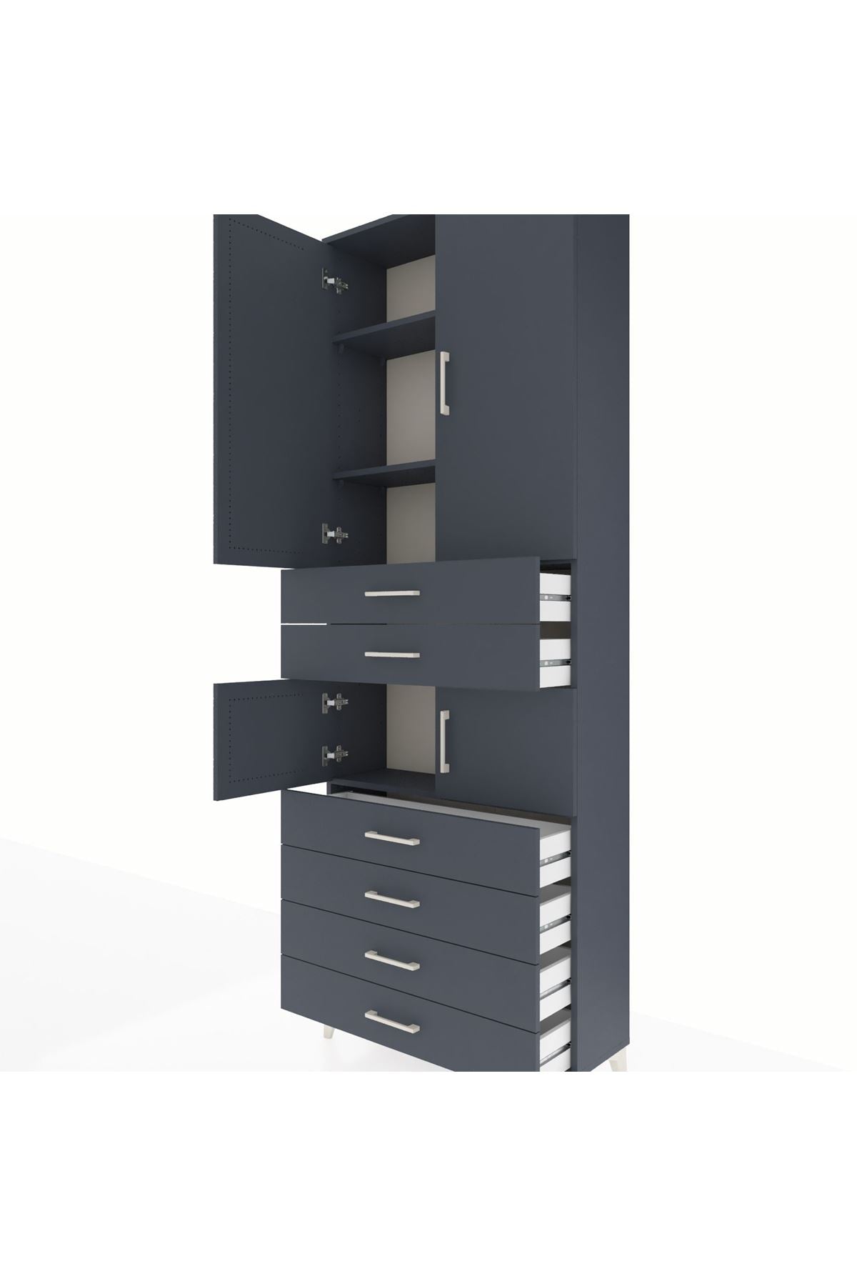Arges Dolap 4 Raflı 6 Çekmeceli 4 Kapaklı 88x30x243 - S33M215V5A