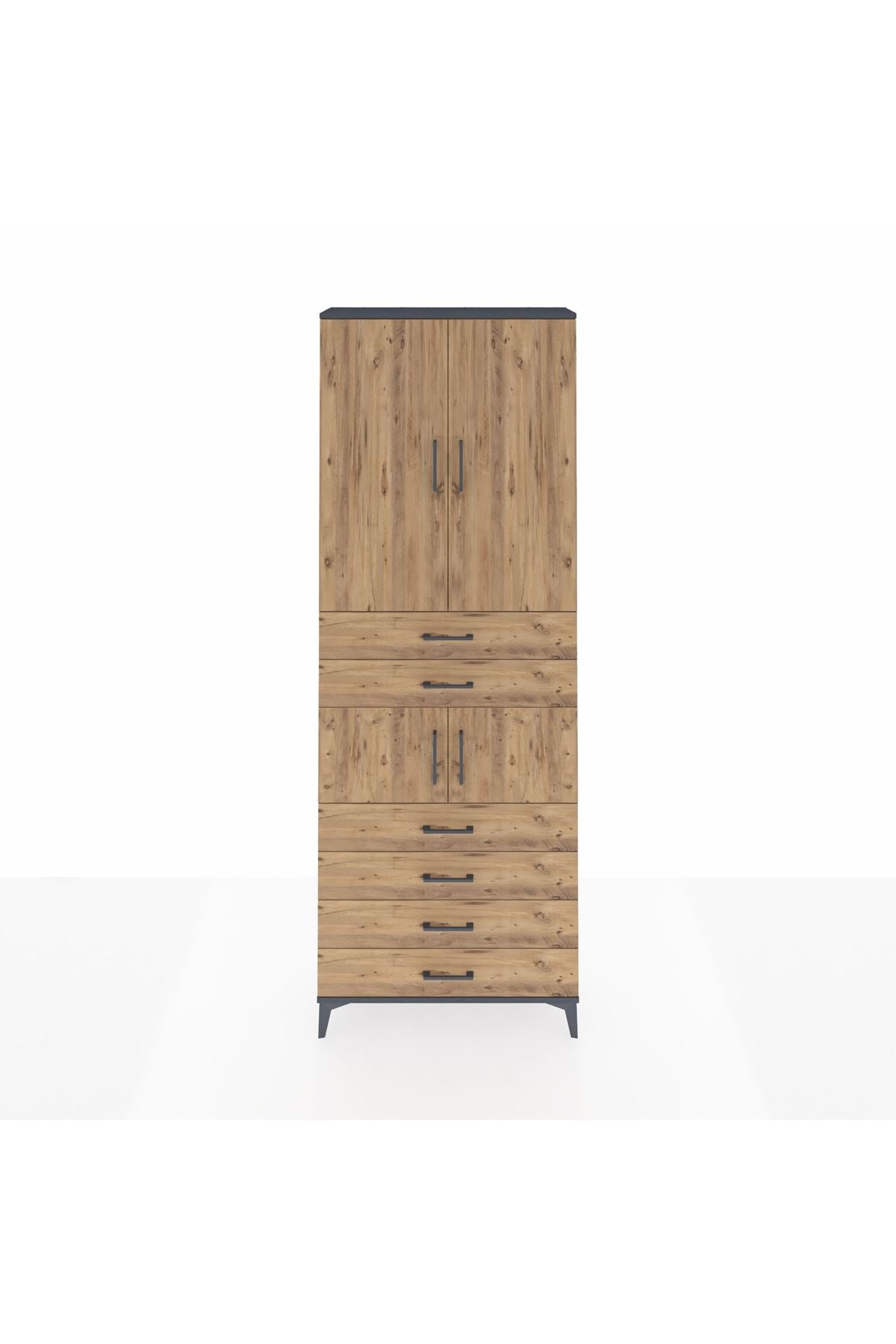 Arges Dolap 4 Raflı 6 Çekmeceli 4 Kapaklı 88x30x243 - S33M215V6A