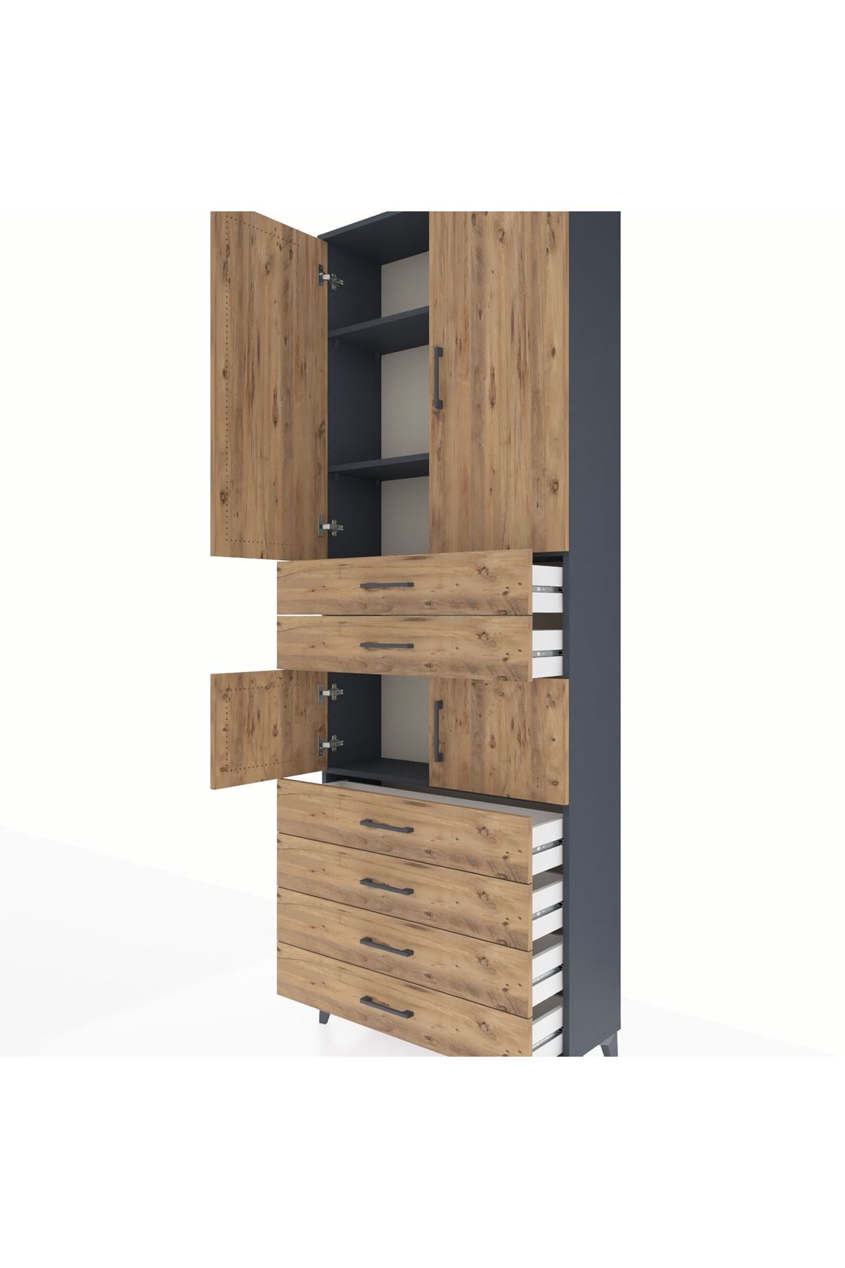 Arges Dolap 4 Raflı 6 Çekmeceli 4 Kapaklı 88x30x243 - S33M215V6A