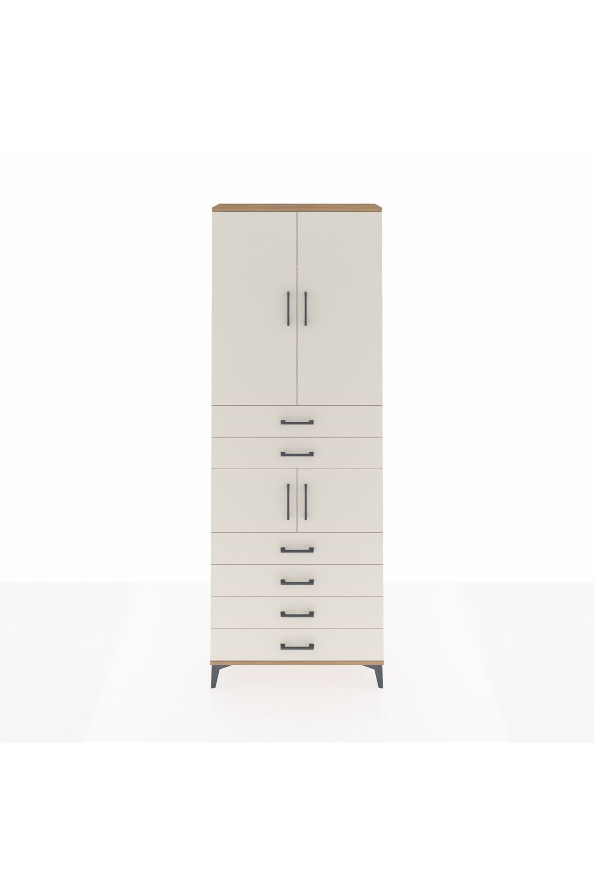 Arges Dolap 4 Raflı 6 Çekmeceli 4 Kapaklı 88x30x243 - S33M215V7A