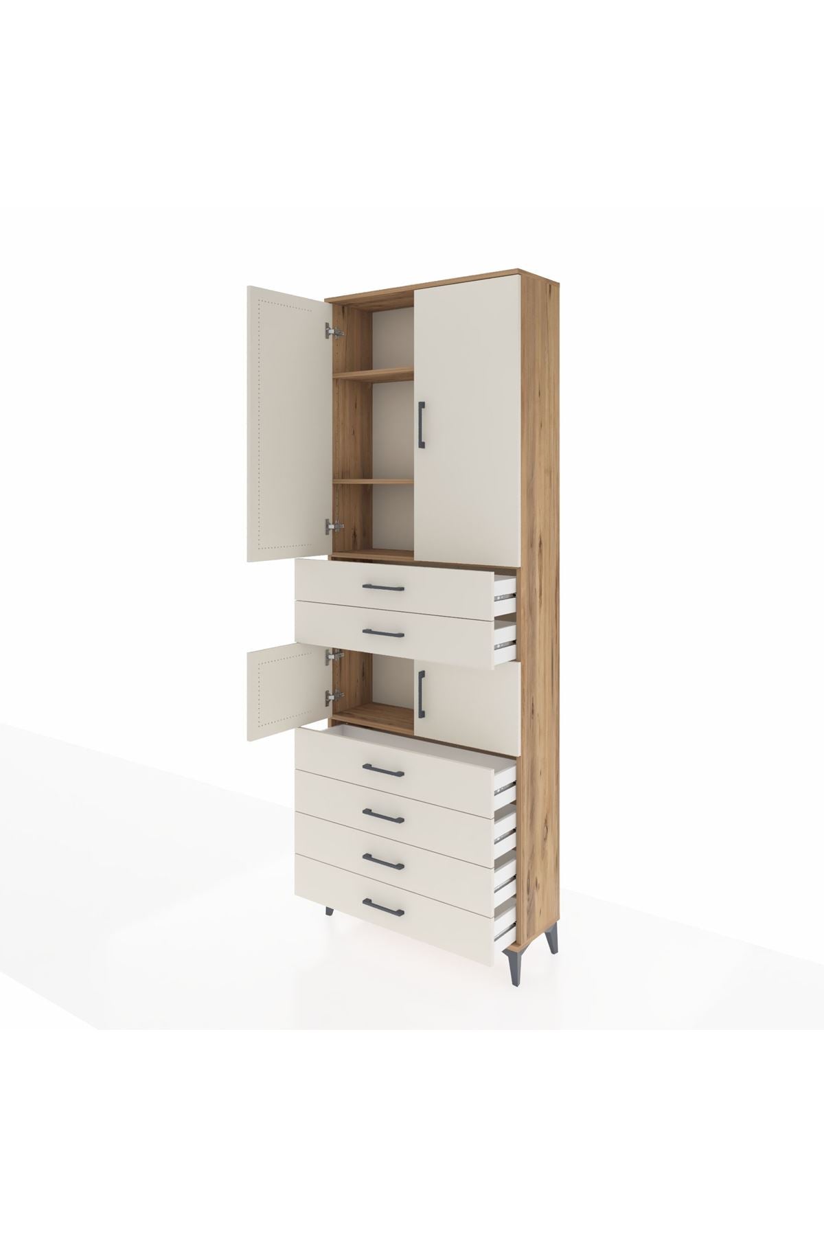 Arges Dolap 4 Raflı 6 Çekmeceli 4 Kapaklı 88x30x243 - S33M215V7A