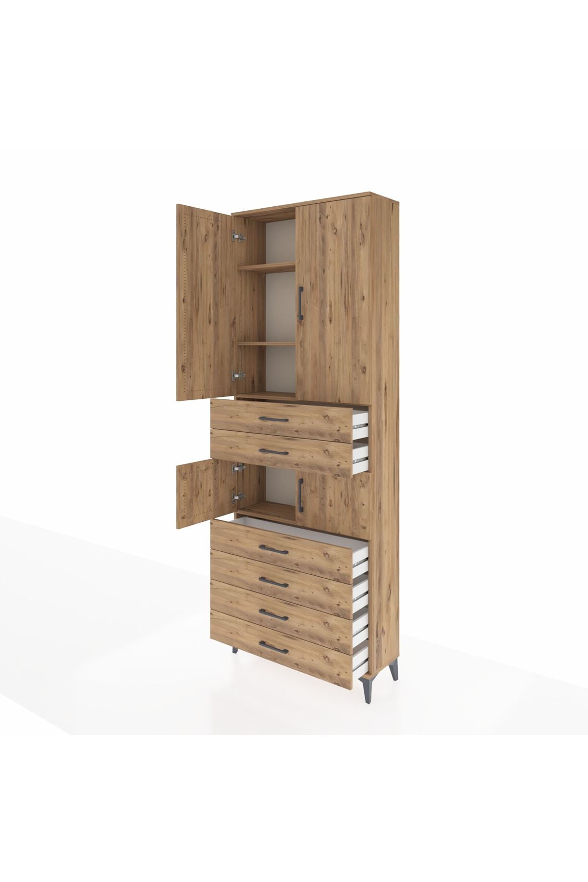 Arges Dolap 4 Raflı 6 Çekmeceli 4 Kapaklı 88x30x243 - S33M215V9A