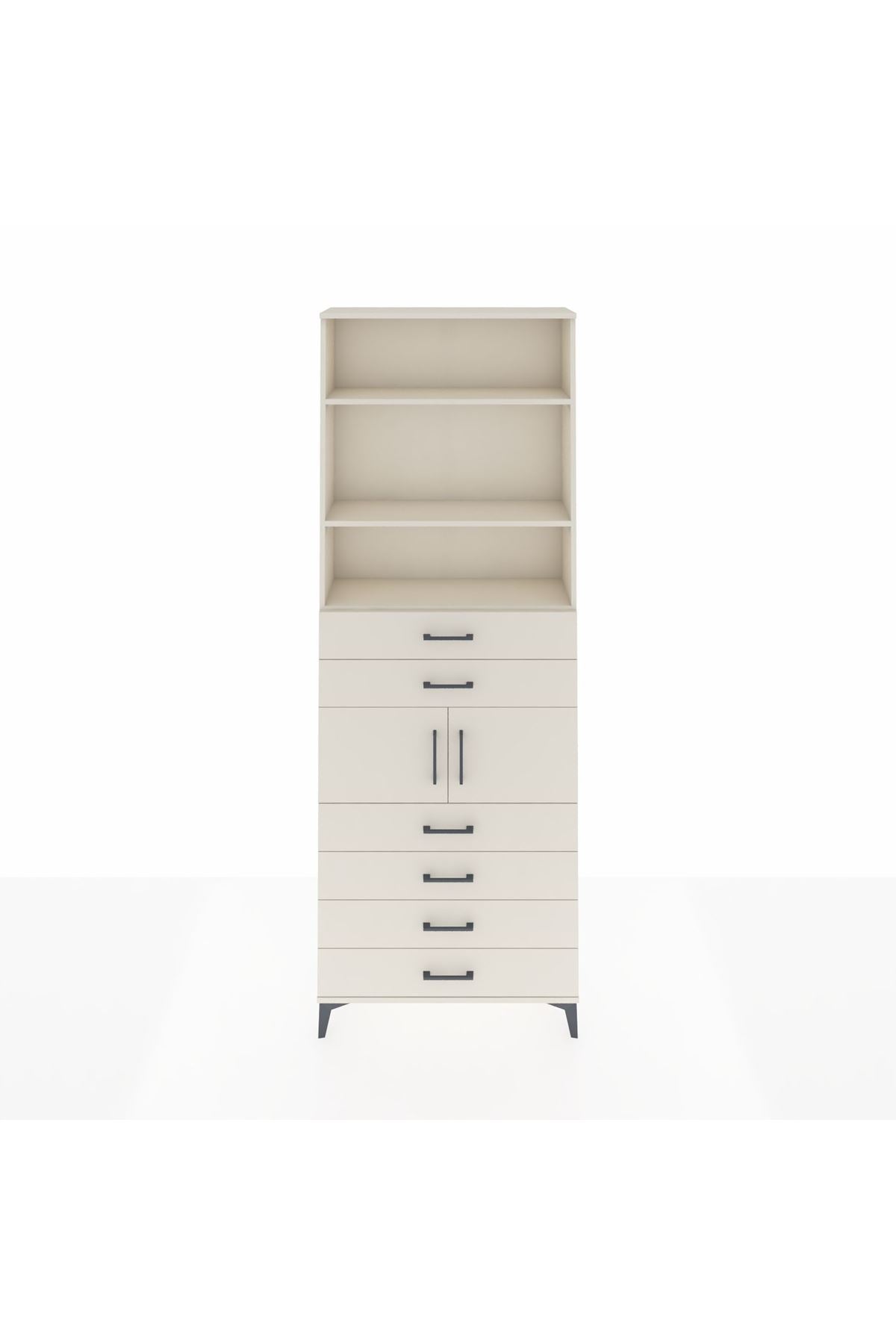 Arges Dolap 4 Raflı 6 Çekmeceli 2 Kapaklı 88x30x243 - S33M216V1A
