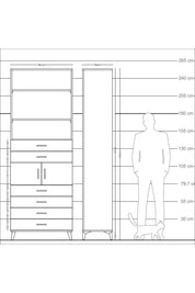 Arges Dolap 4 Raflı 6 Çekmeceli 2 Kapaklı 88x30x243 - S33M216V1A