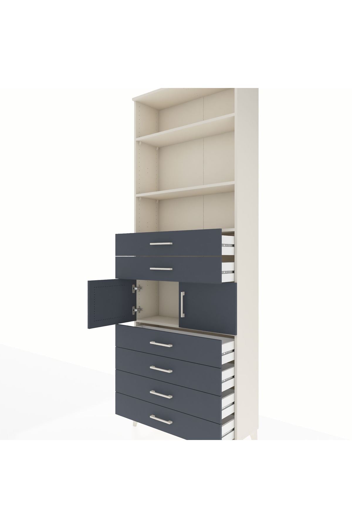 Arges Dolap 4 Raflı 6 Çekmeceli 2 Kapaklı 88x30x243 - S33M216V2A