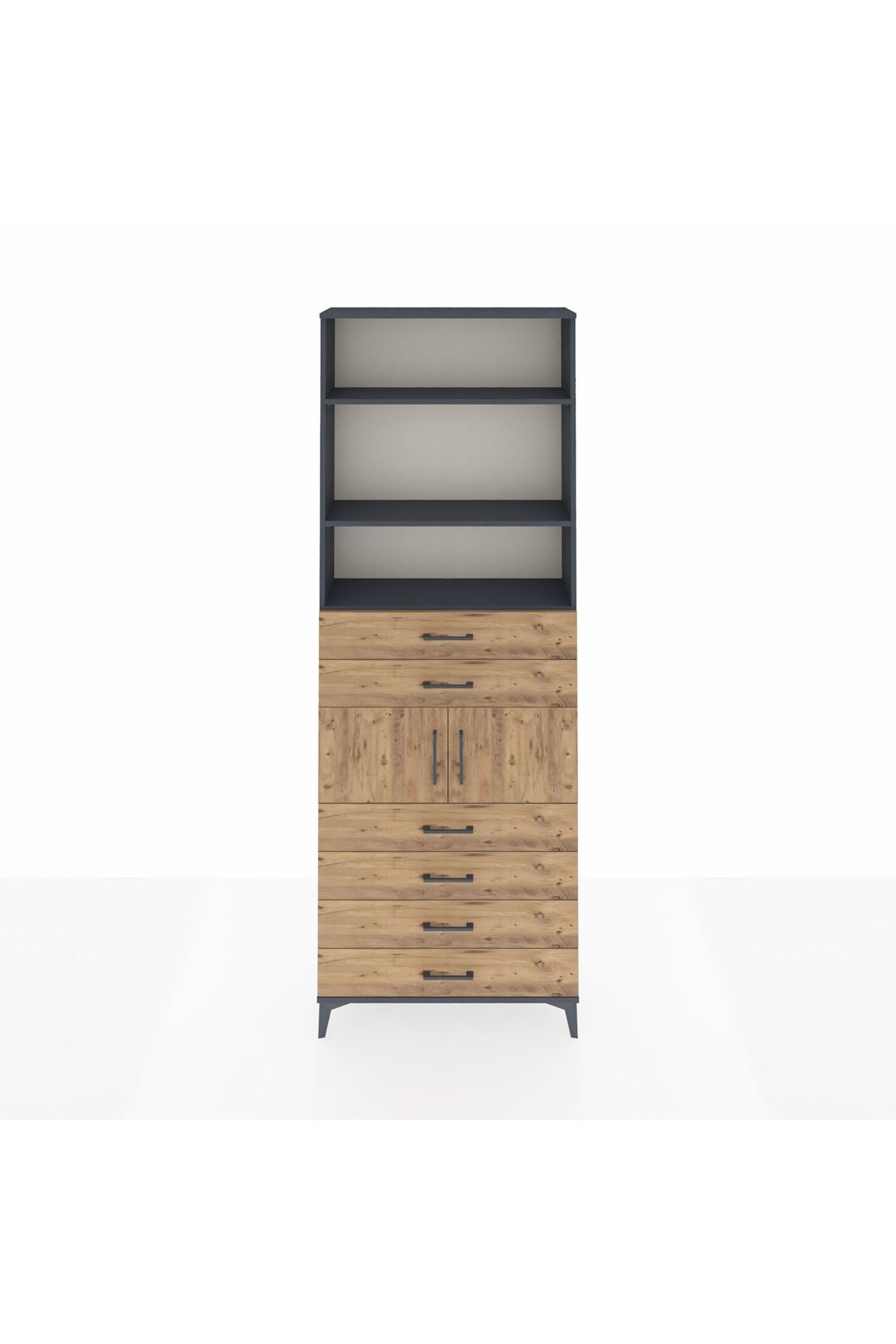 Arges Dolap 4 Raflı 6 Çekmeceli 2 Kapaklı 88x30x243 - S33M216V6A