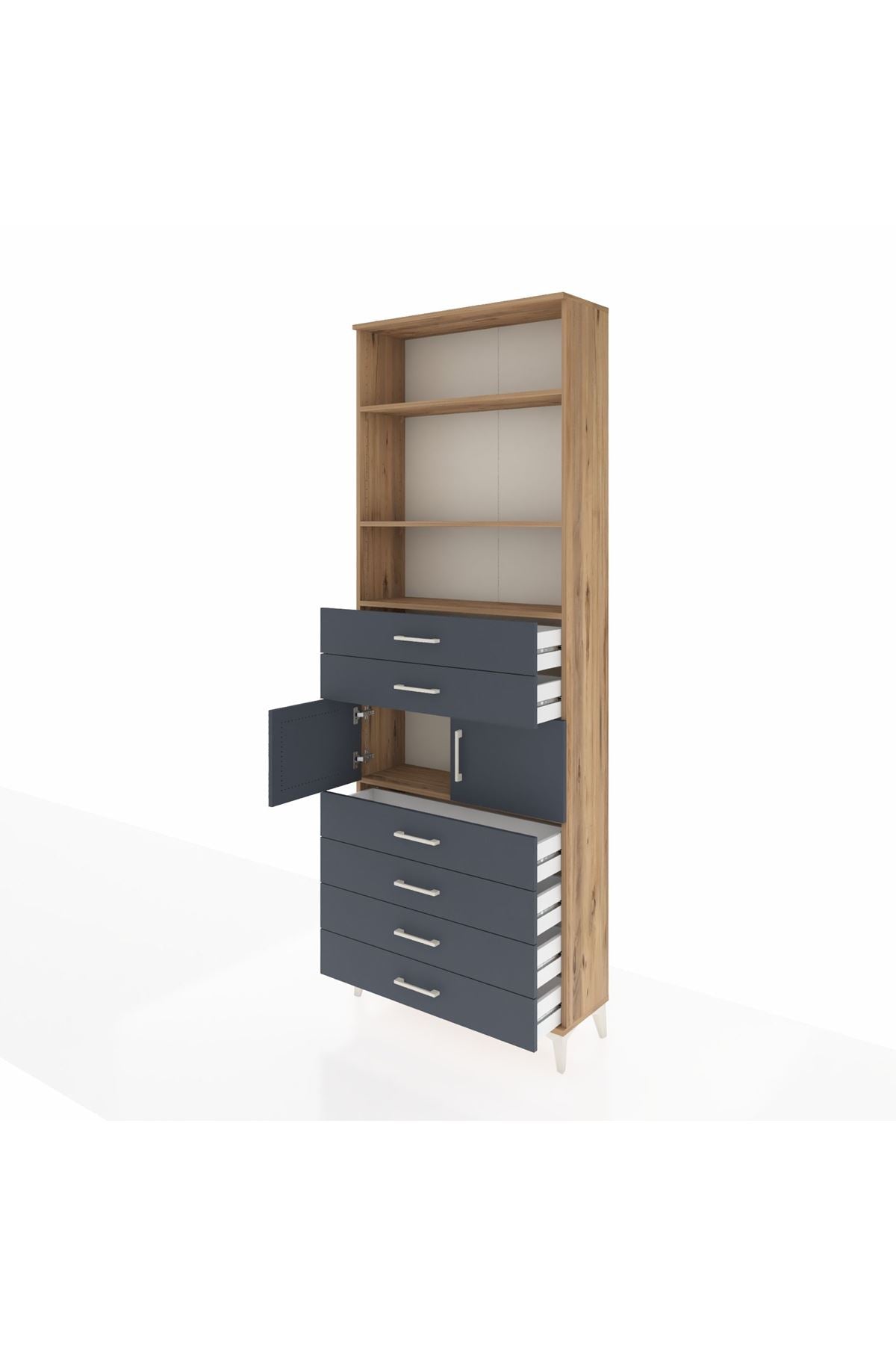 Arges Dolap 4 Raflı 6 Çekmeceli 2 Kapaklı 88x30x243 - S33M216V8A