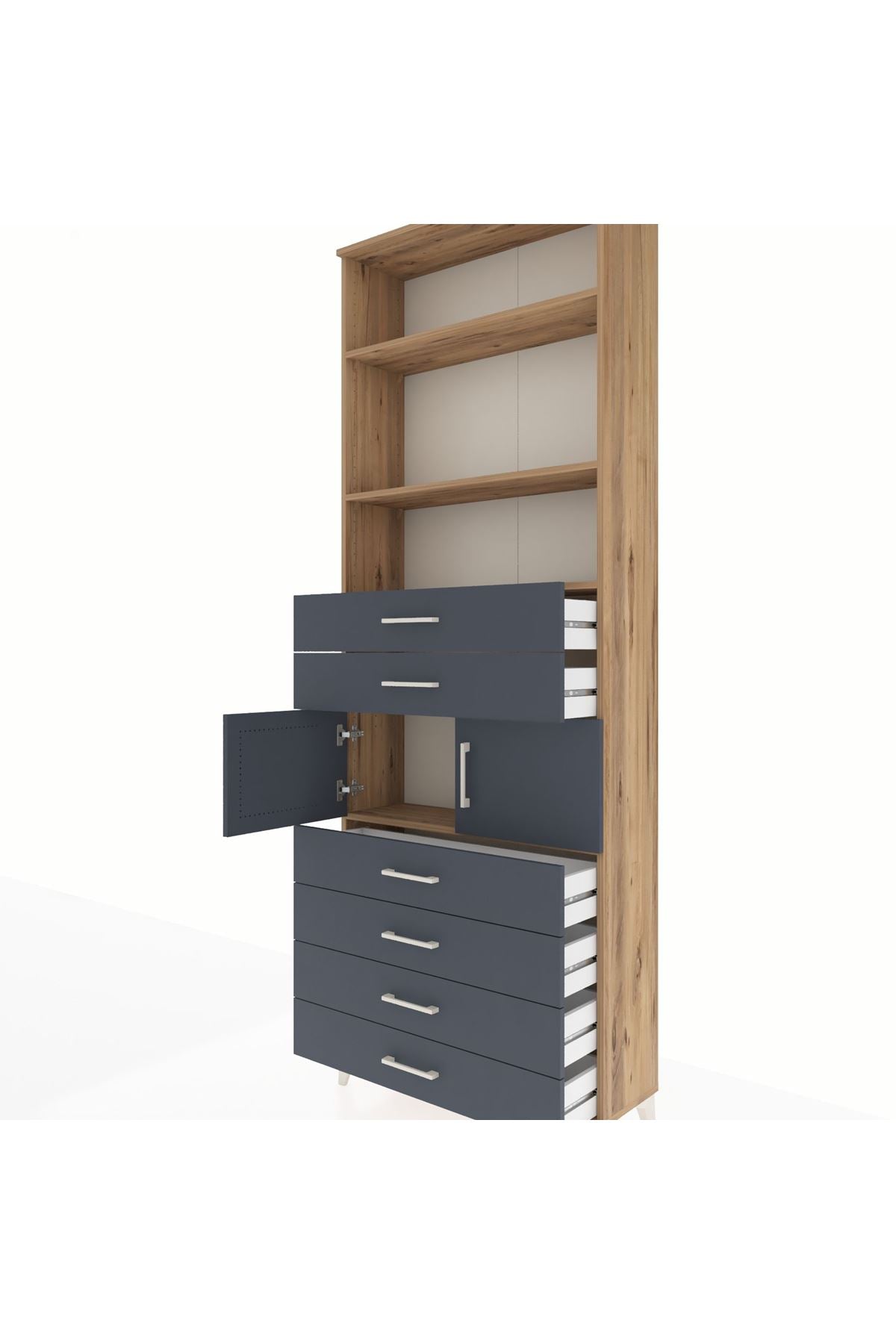 Arges Dolap 4 Raflı 6 Çekmeceli 2 Kapaklı 88x30x243 - S33M216V8A