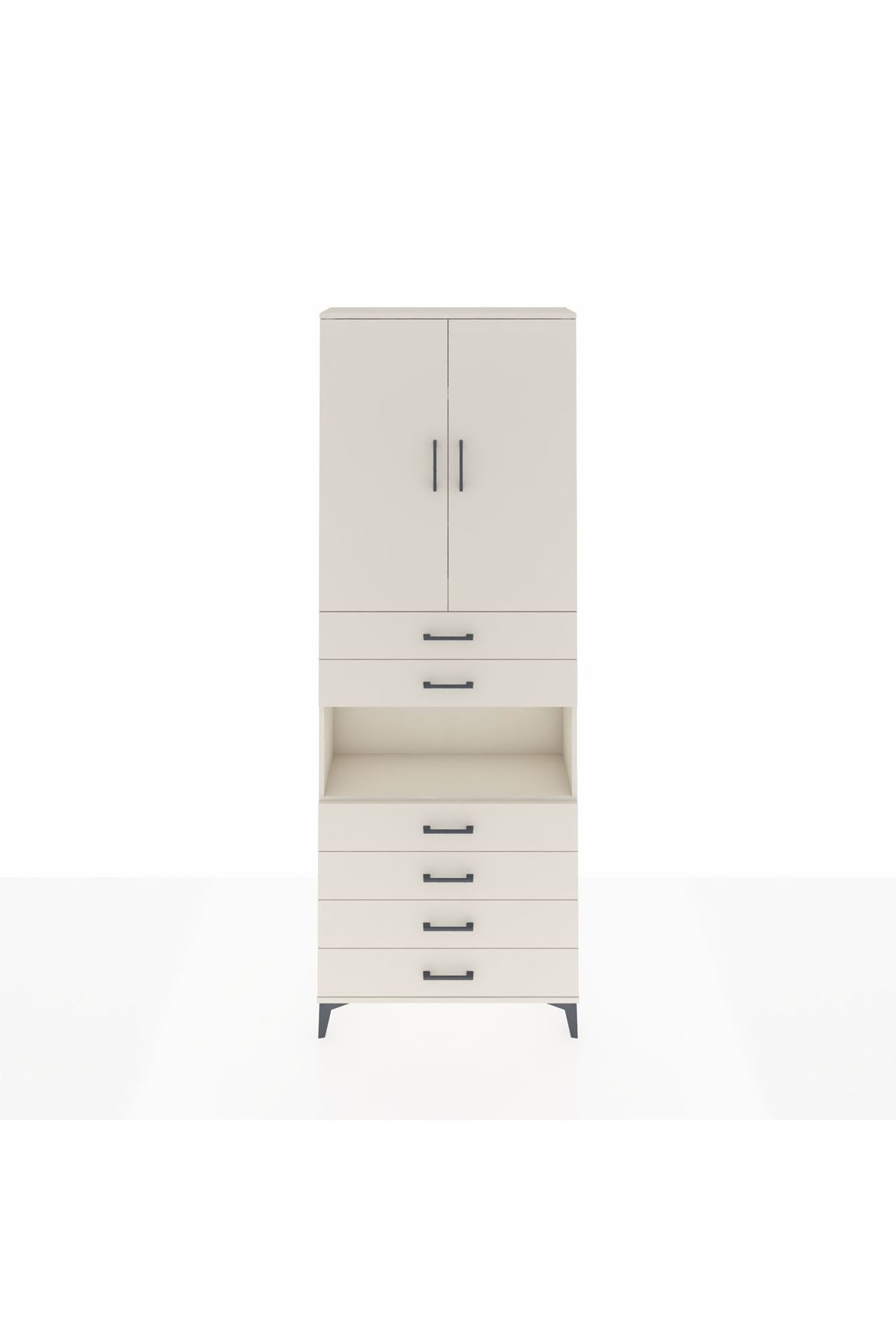 Arges Dolap 4 Raflı 6 Çekmeceli 2 Kapaklı 88x30x243 - S33M217V1A