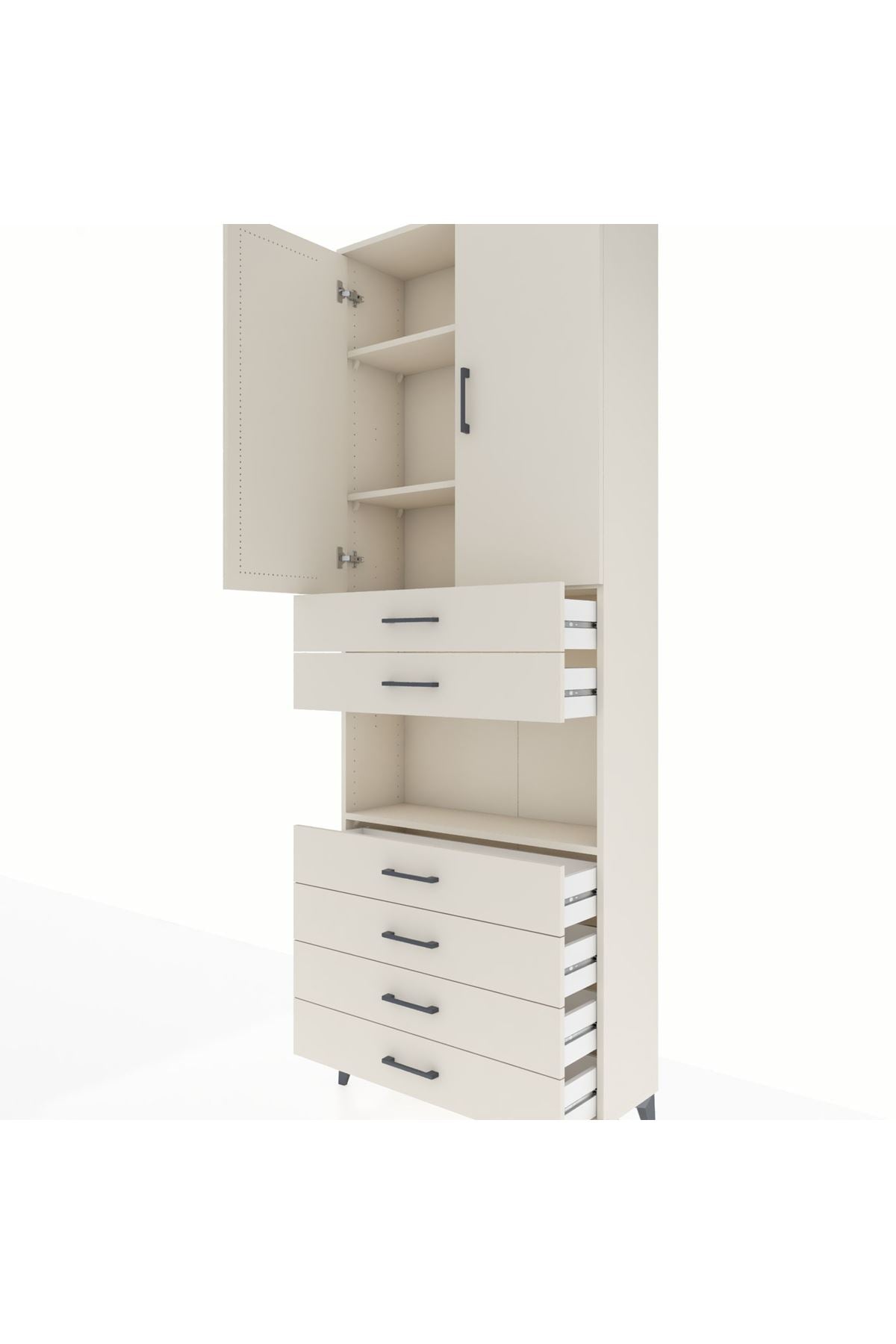 Arges Dolap 4 Raflı 6 Çekmeceli 2 Kapaklı 88x30x243 - S33M217V1A